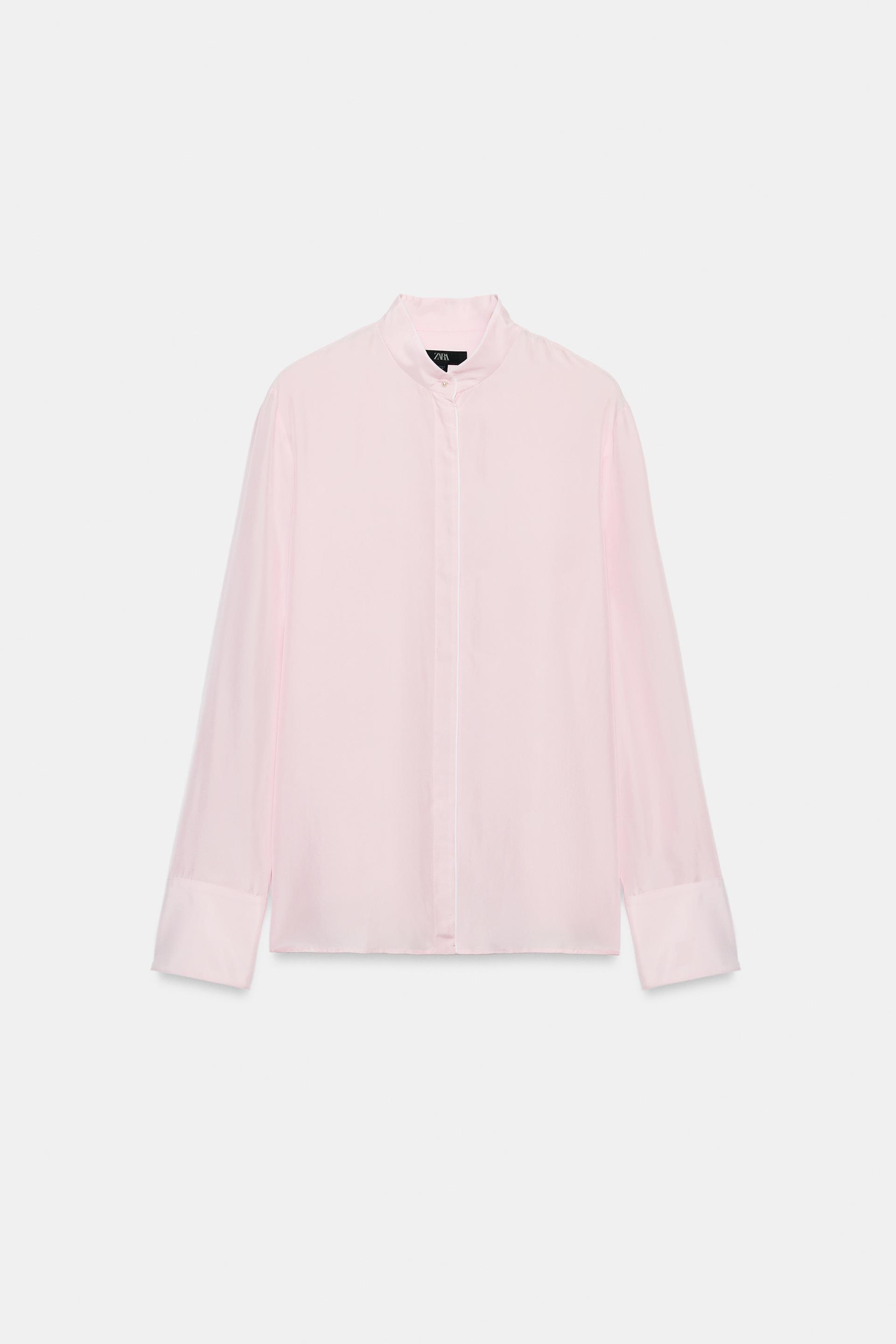 CONTRASTING SILK ZW COLLECTION SHIRT by ZARA