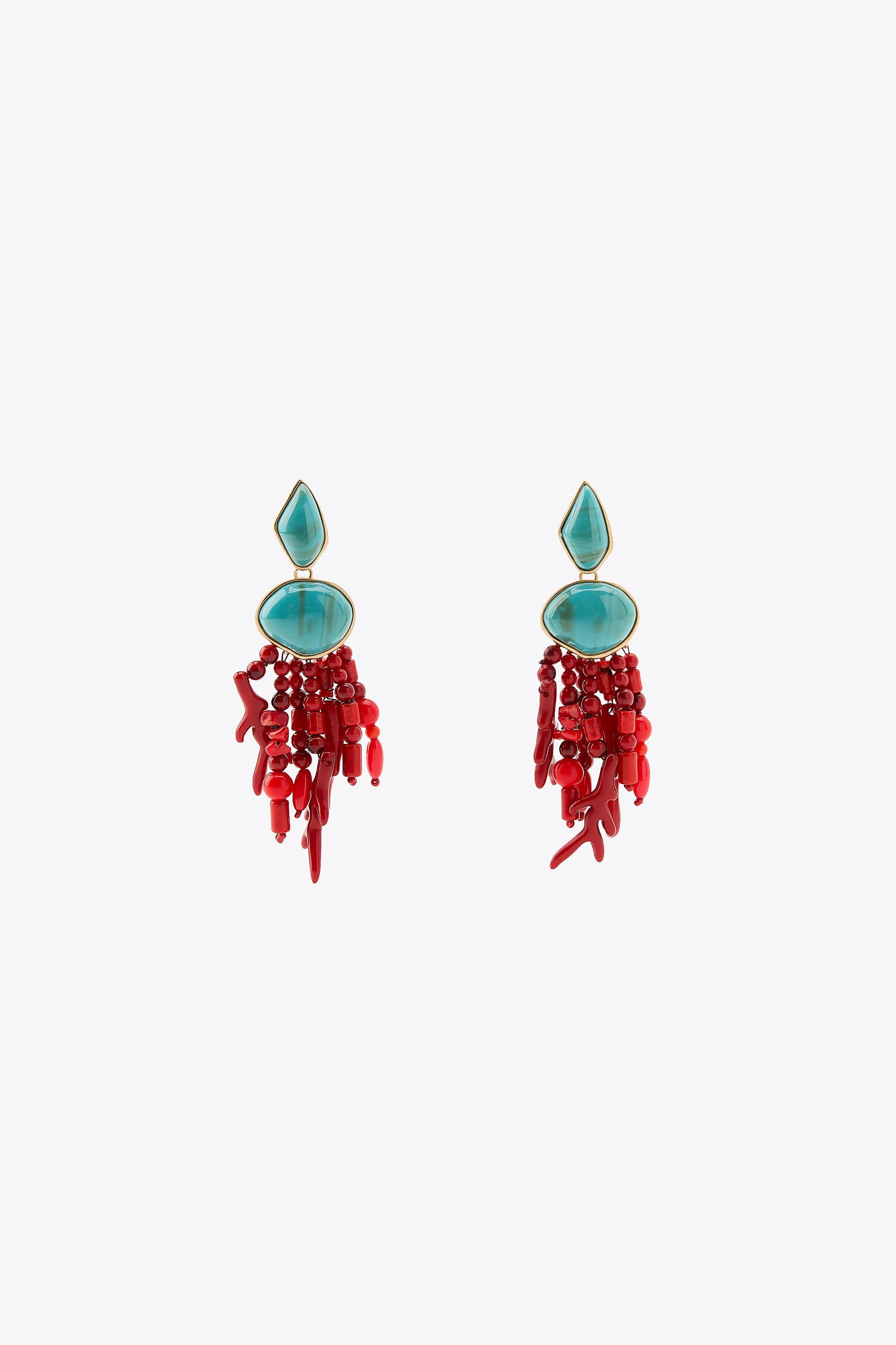 CORAL EFFECT STONE EARRINGS by ZARA