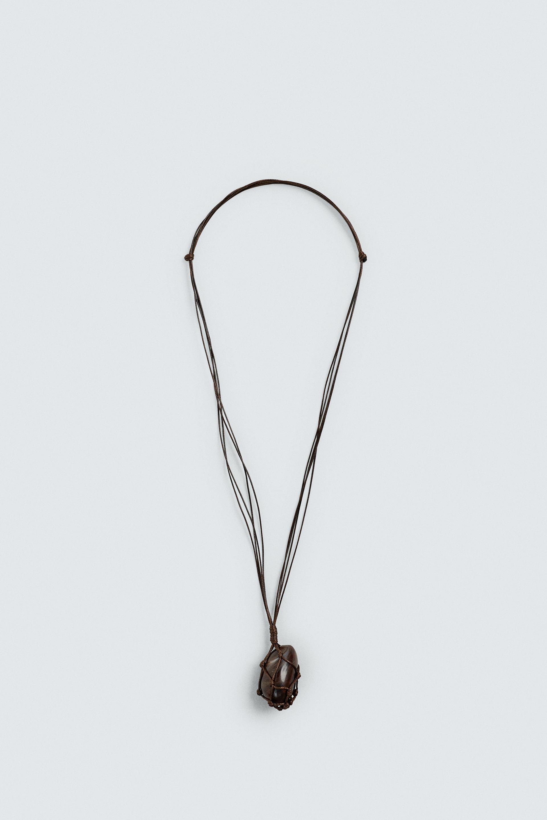 CORD NECKLACE WITH RED PENDANT by ZARA