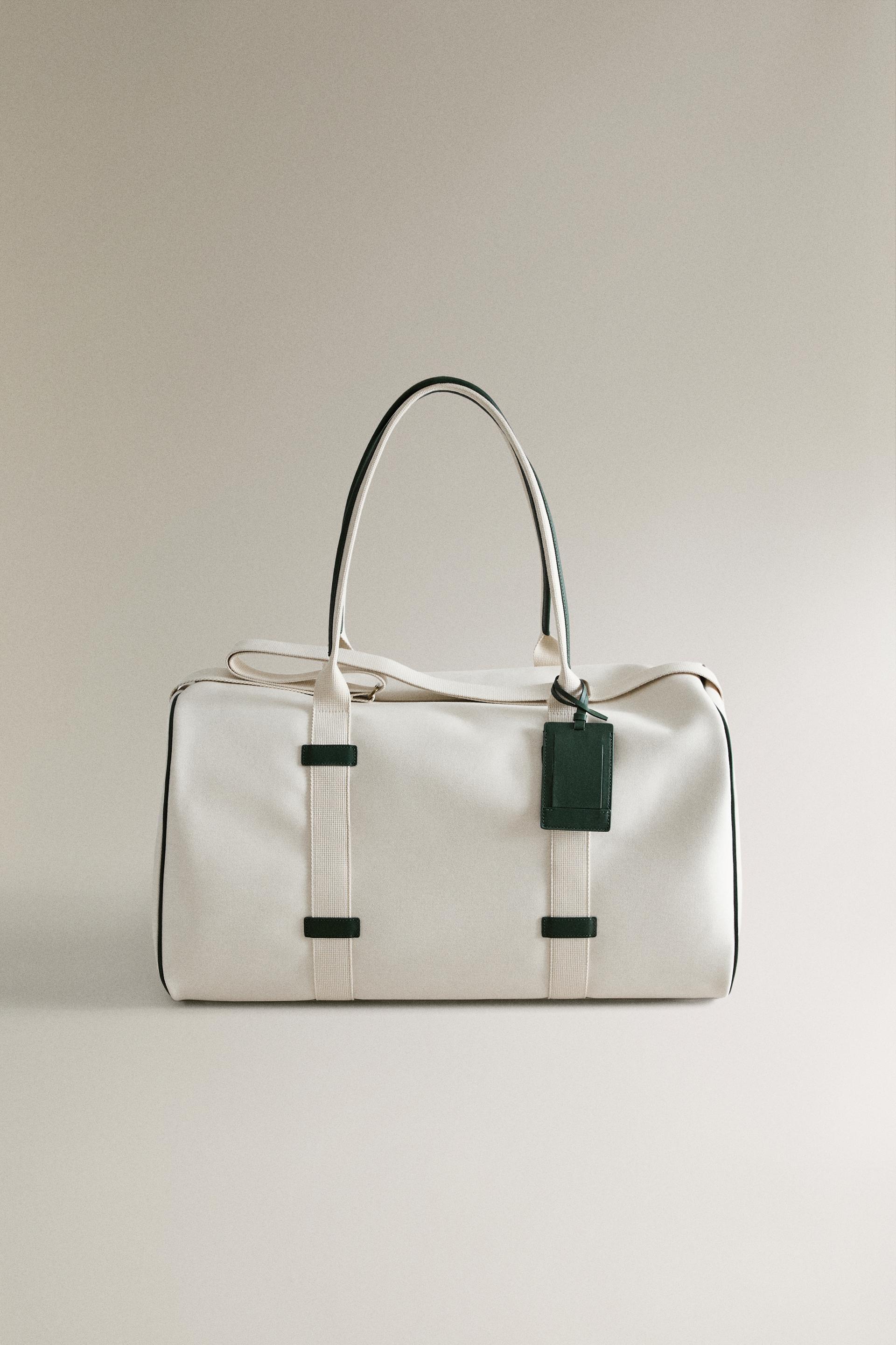 COTTON AND LEATHER TRAVEL BAG by ZARA