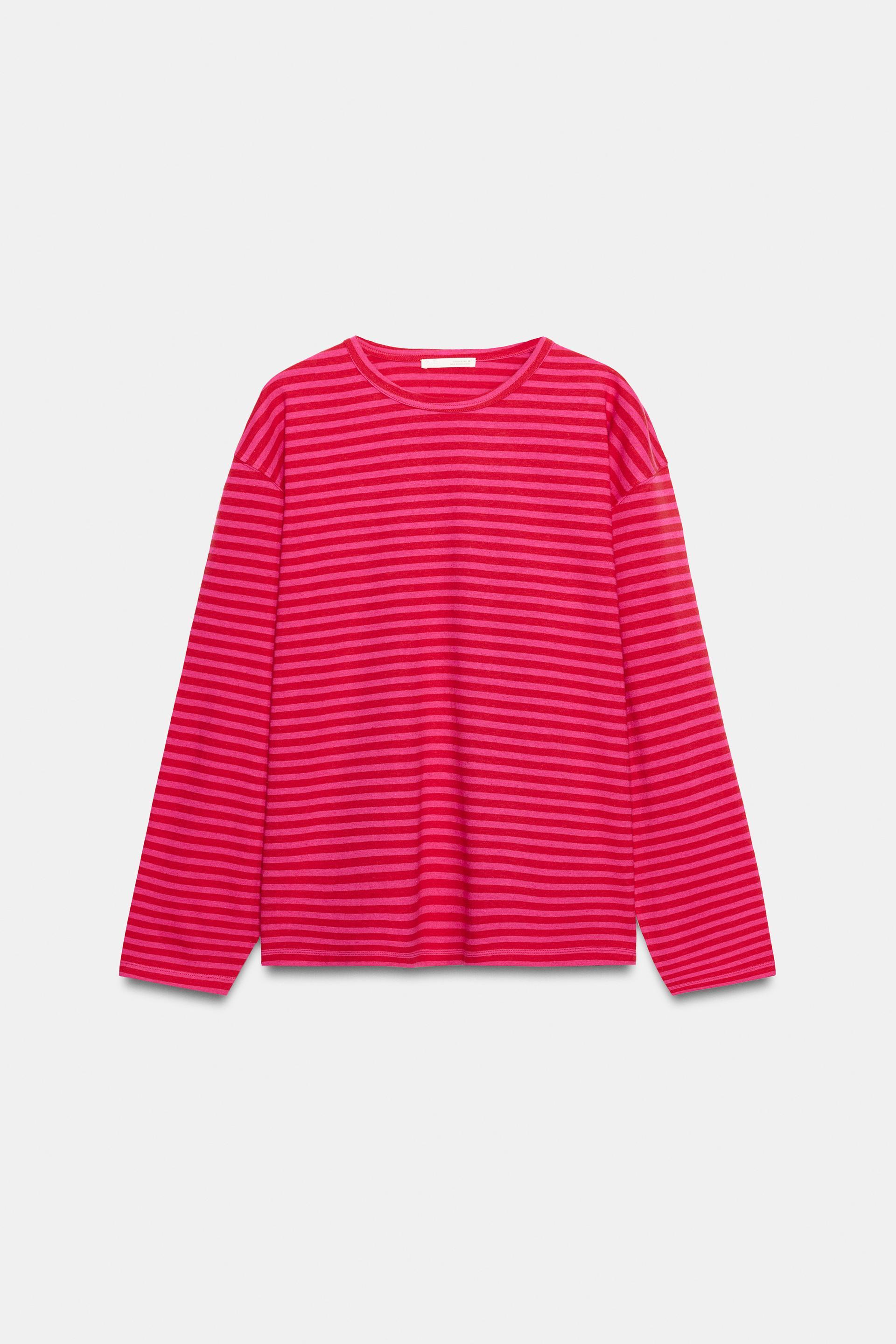 COTTON AND LINEN STRIPED T-SHIRT by ZARA