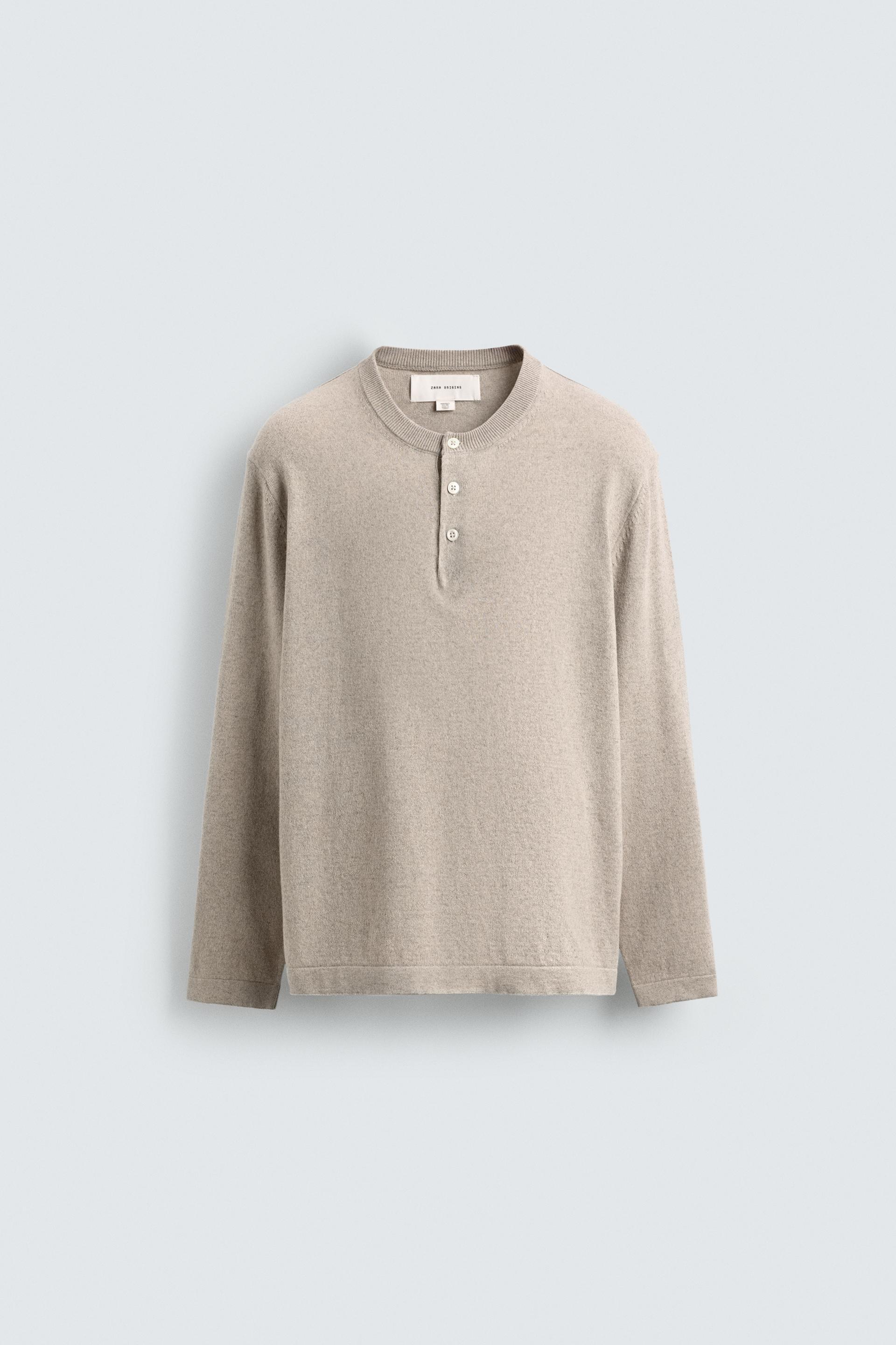 COTTON BLEND HENLEY JUMPER by ZARA
