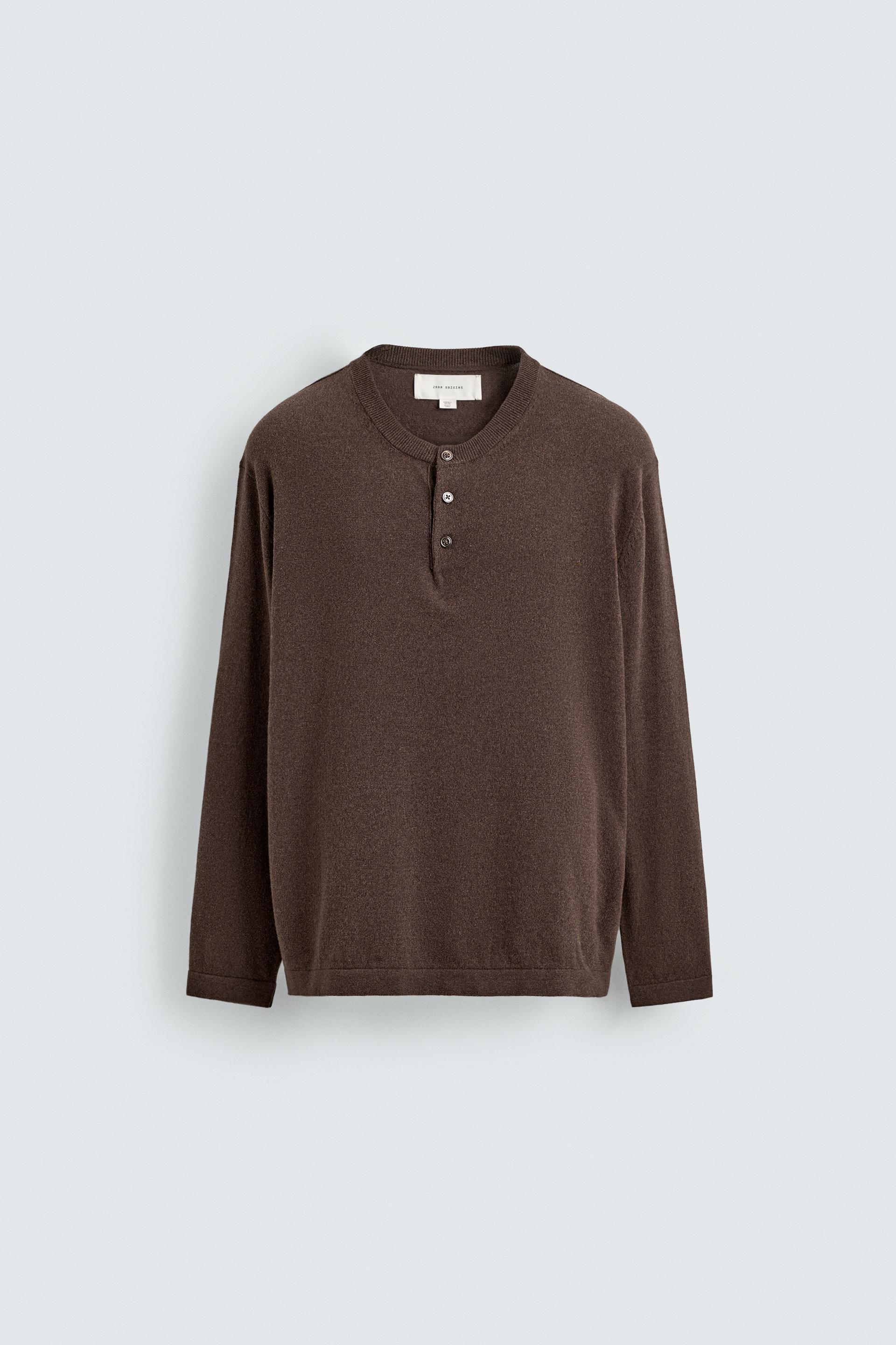 COTTON BLEND HENLEY JUMPER by ZARA