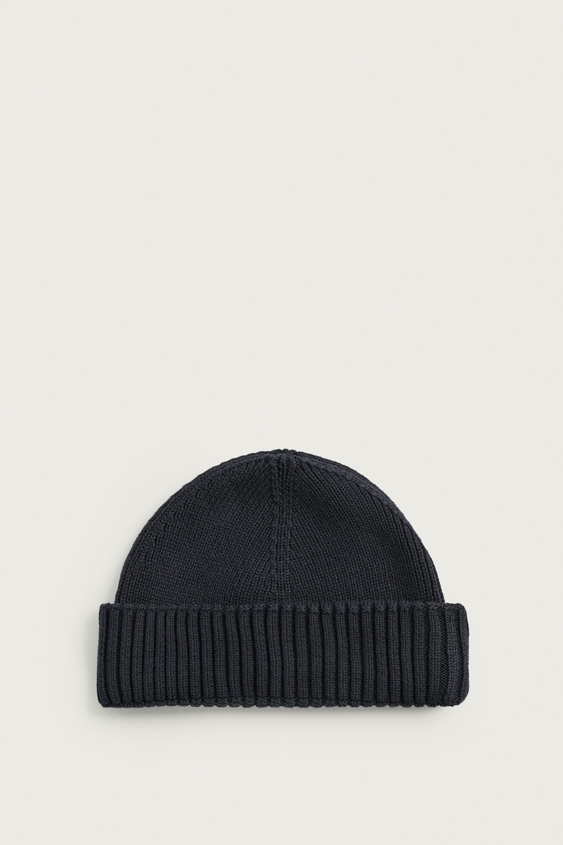 COTTON BLEND SHORT KNIT BEANIE by ZARA