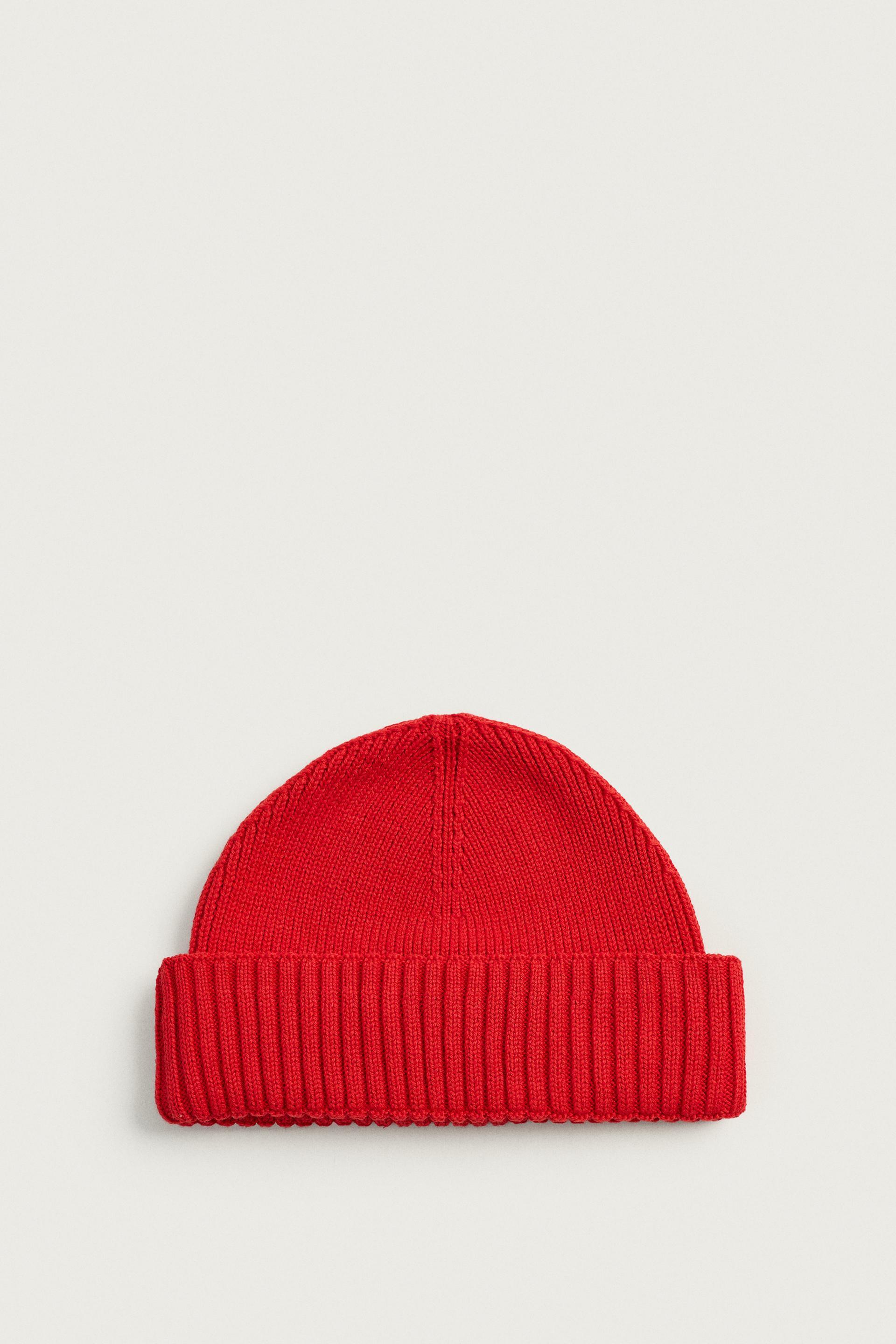 COTTON BLEND SHORT KNIT BEANIE by ZARA