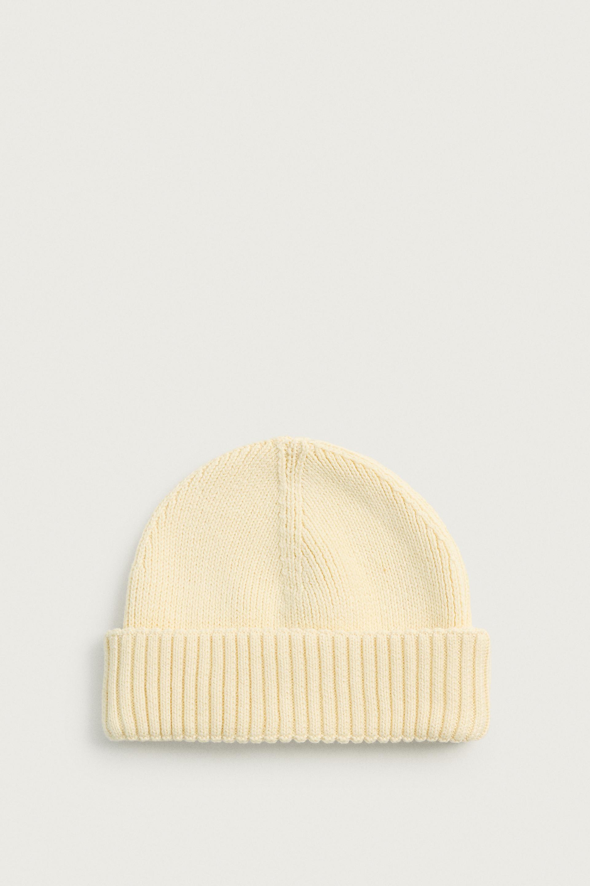 COTTON BLEND SHORT KNIT BEANIE by ZARA