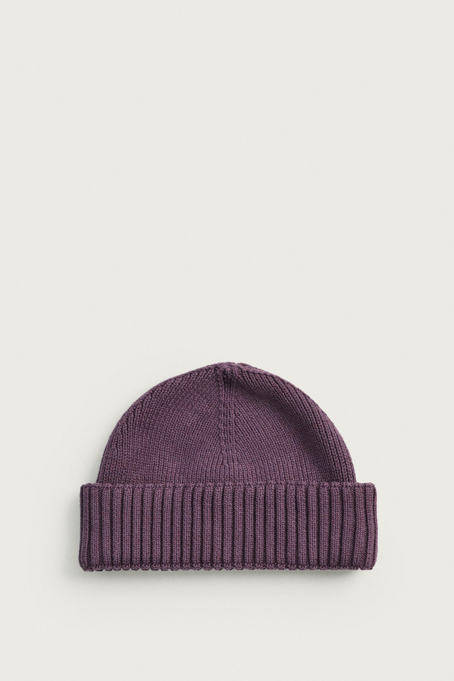 COTTON BLEND SHORT KNIT BEANIE by ZARA