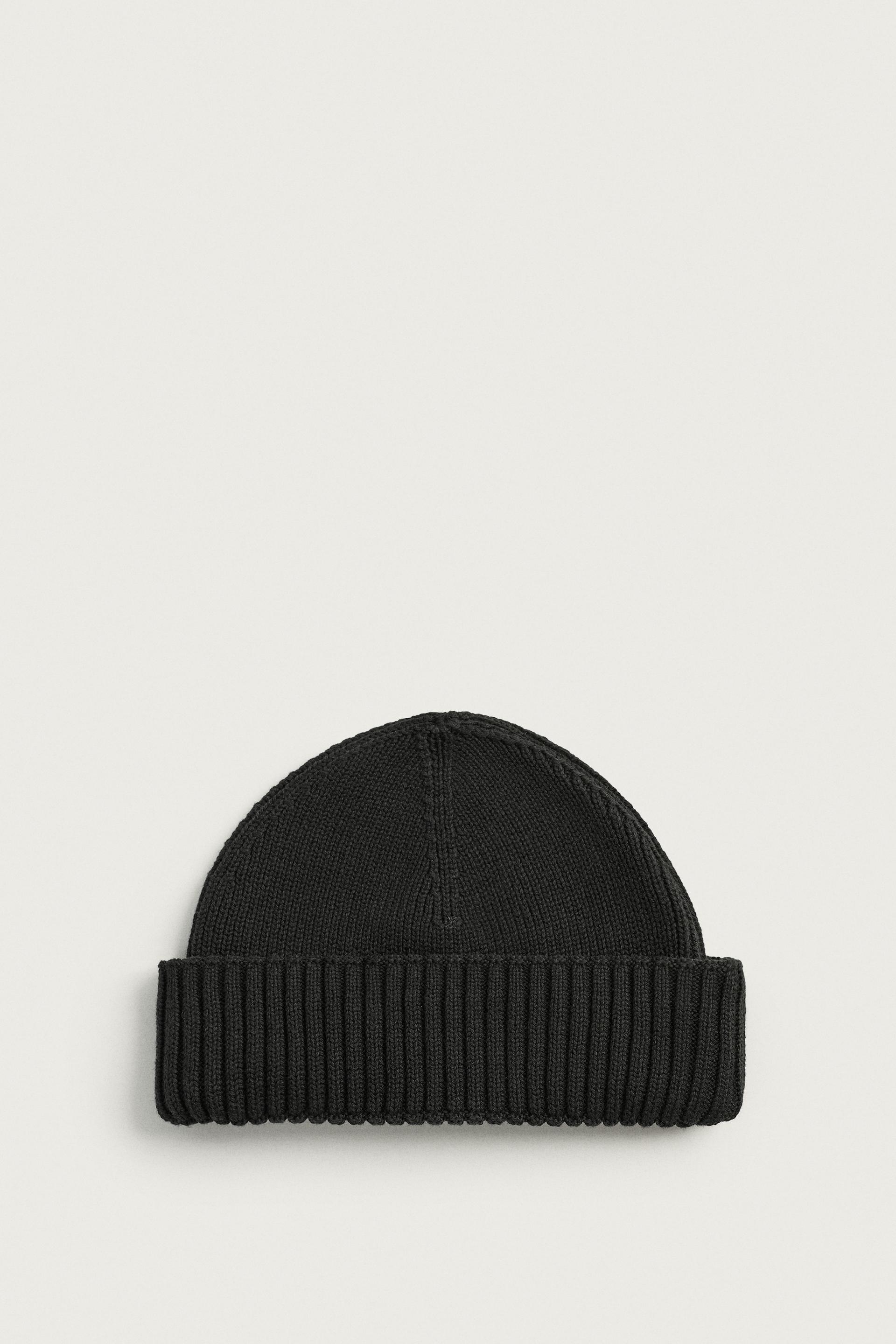 COTTON BLEND SHORT KNIT BEANIE by ZARA