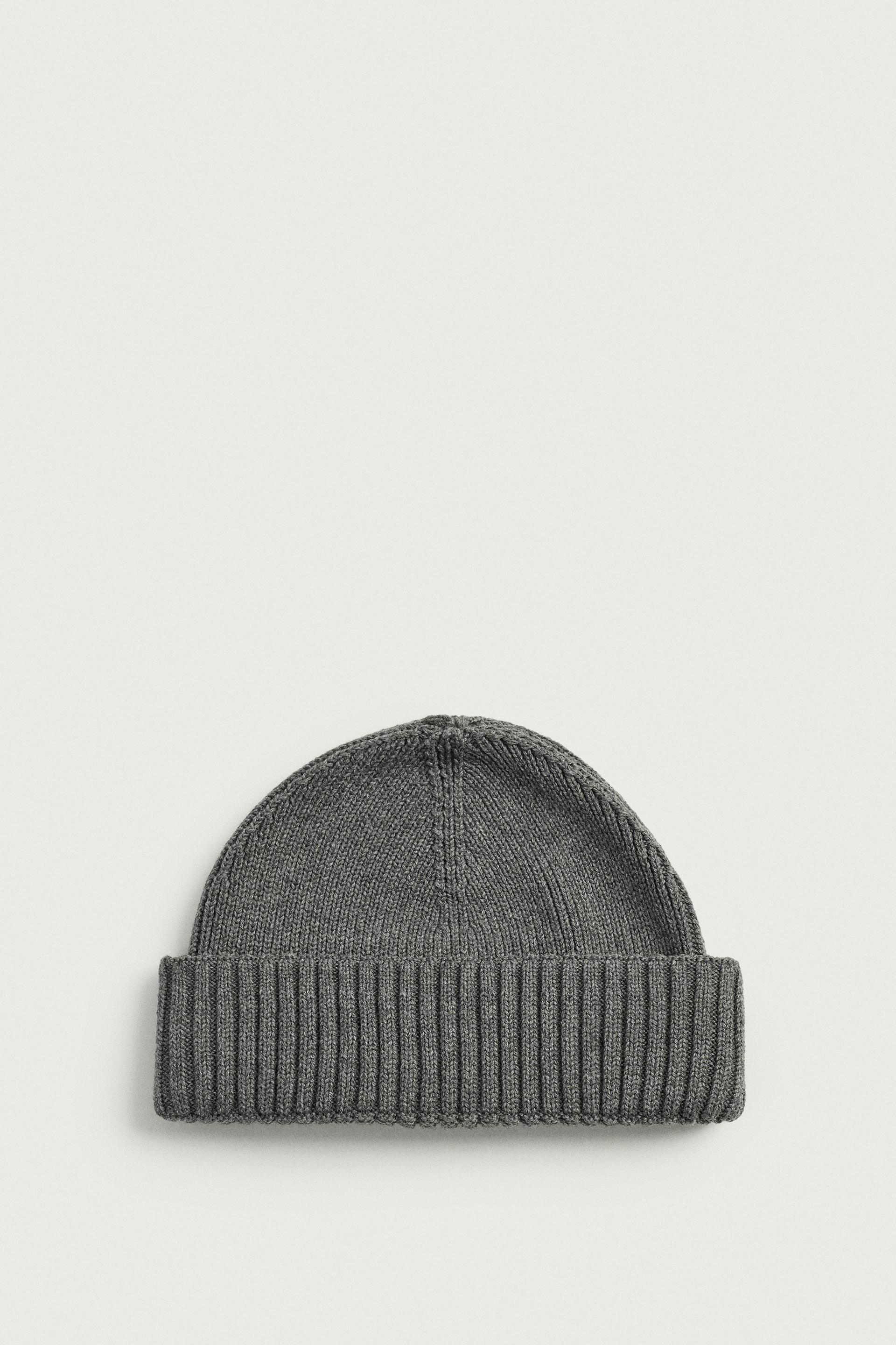 COTTON BLEND SHORT KNIT BEANIE by ZARA