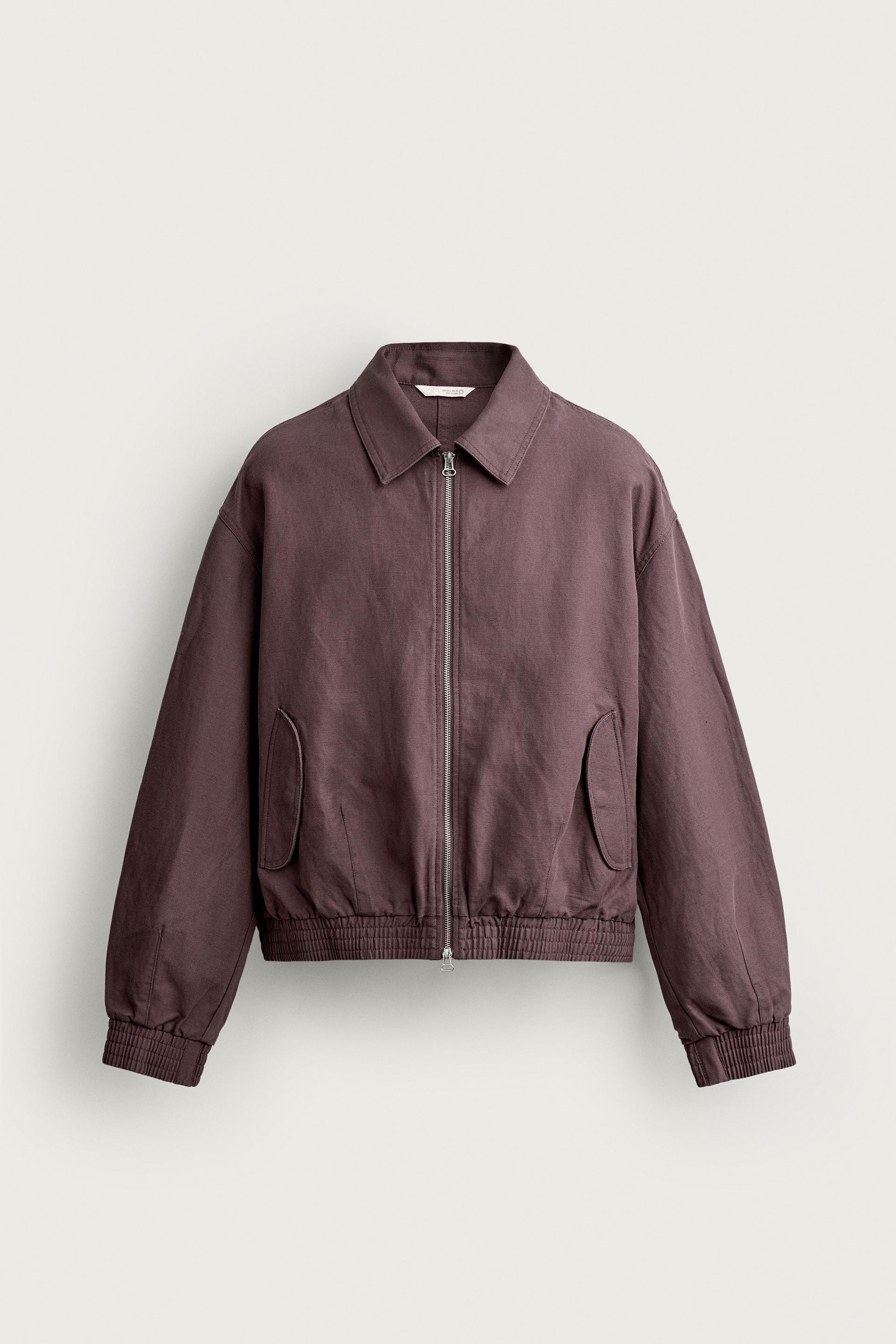 COTTON-LINEN CROPPED JACKET by ZARA