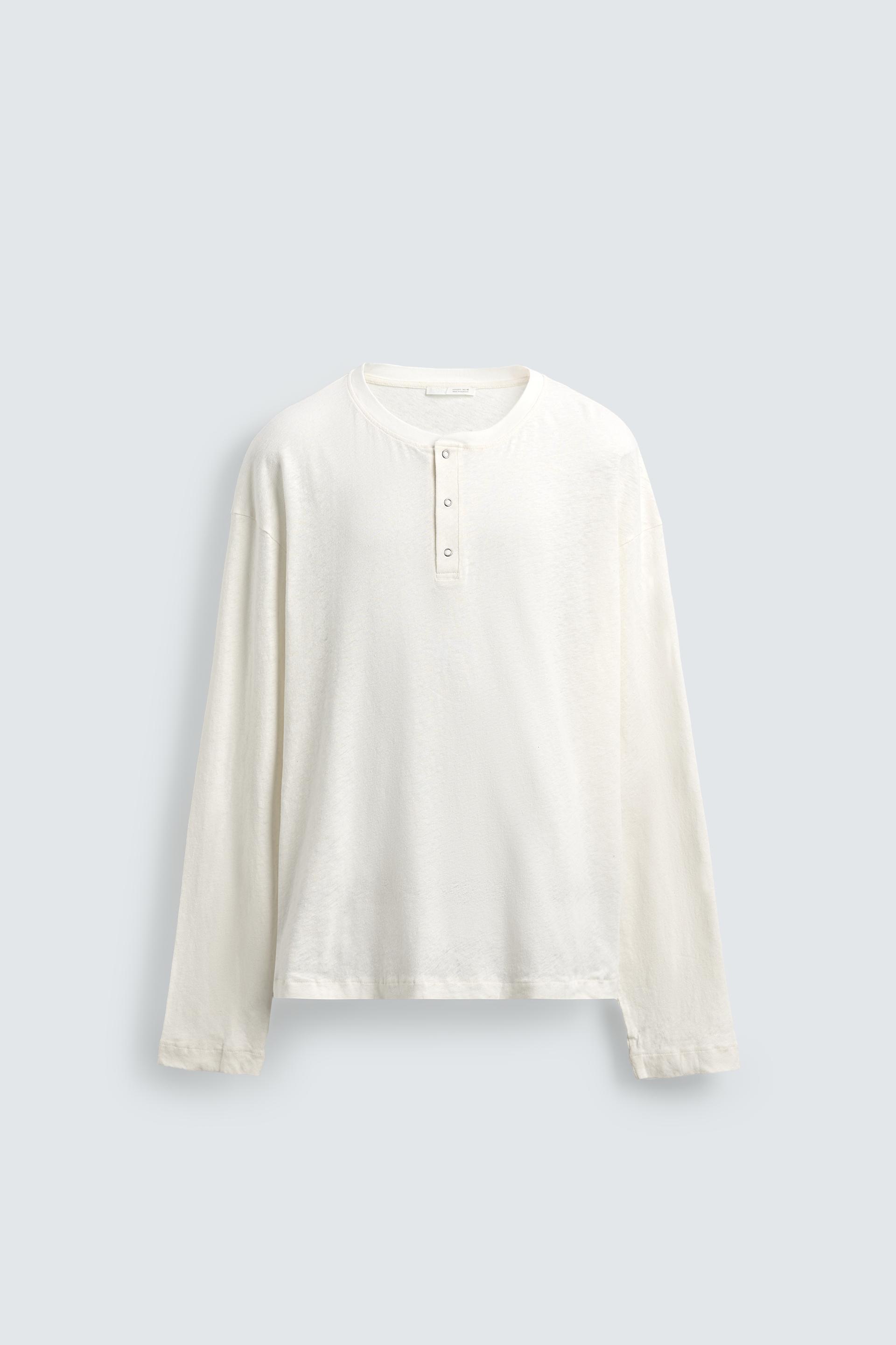 COTTON - LINEN HENLEY T-SHIRT by ZARA