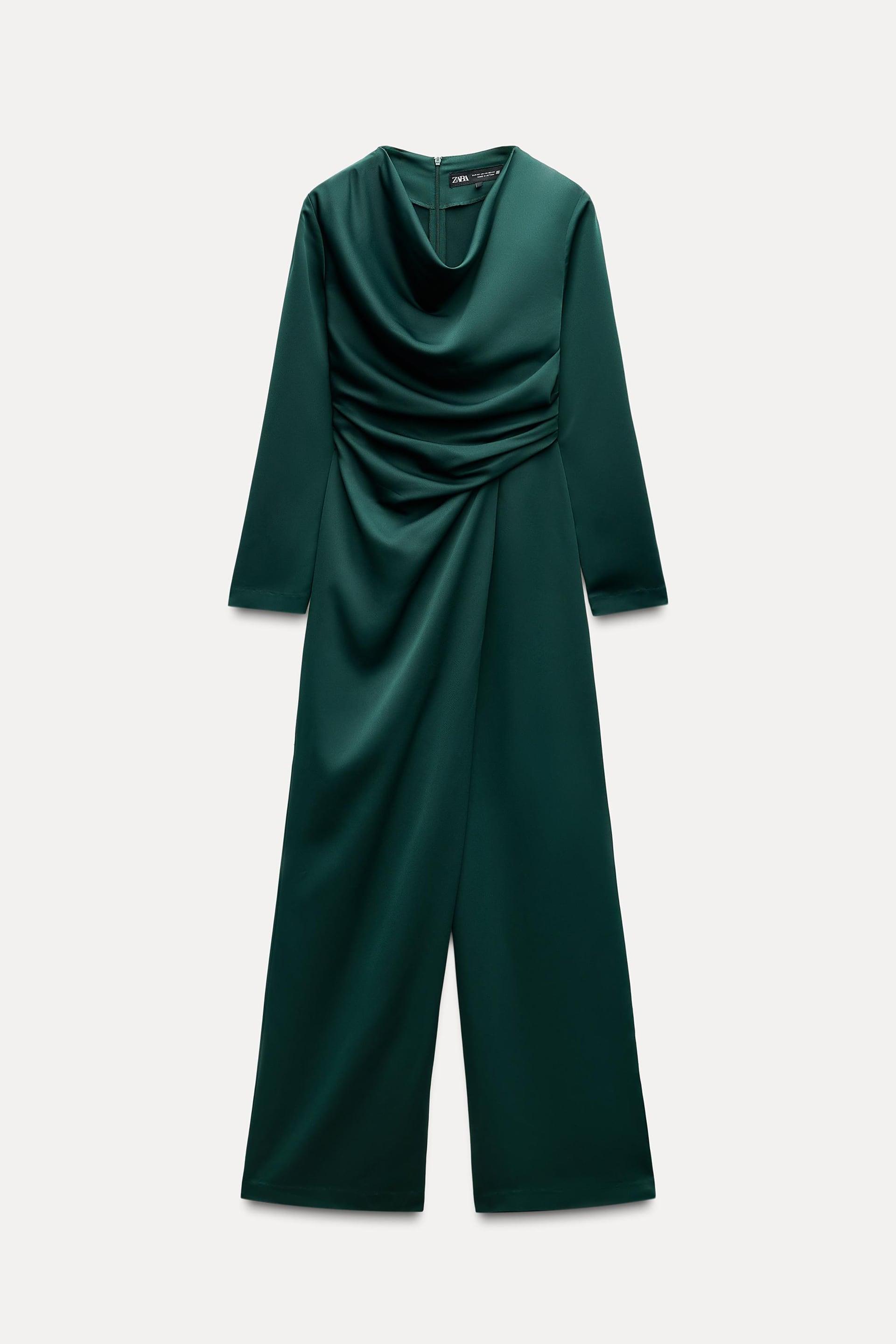 CREPE JUMPSUIT WITH PLEATS AT WAIST by ZARA