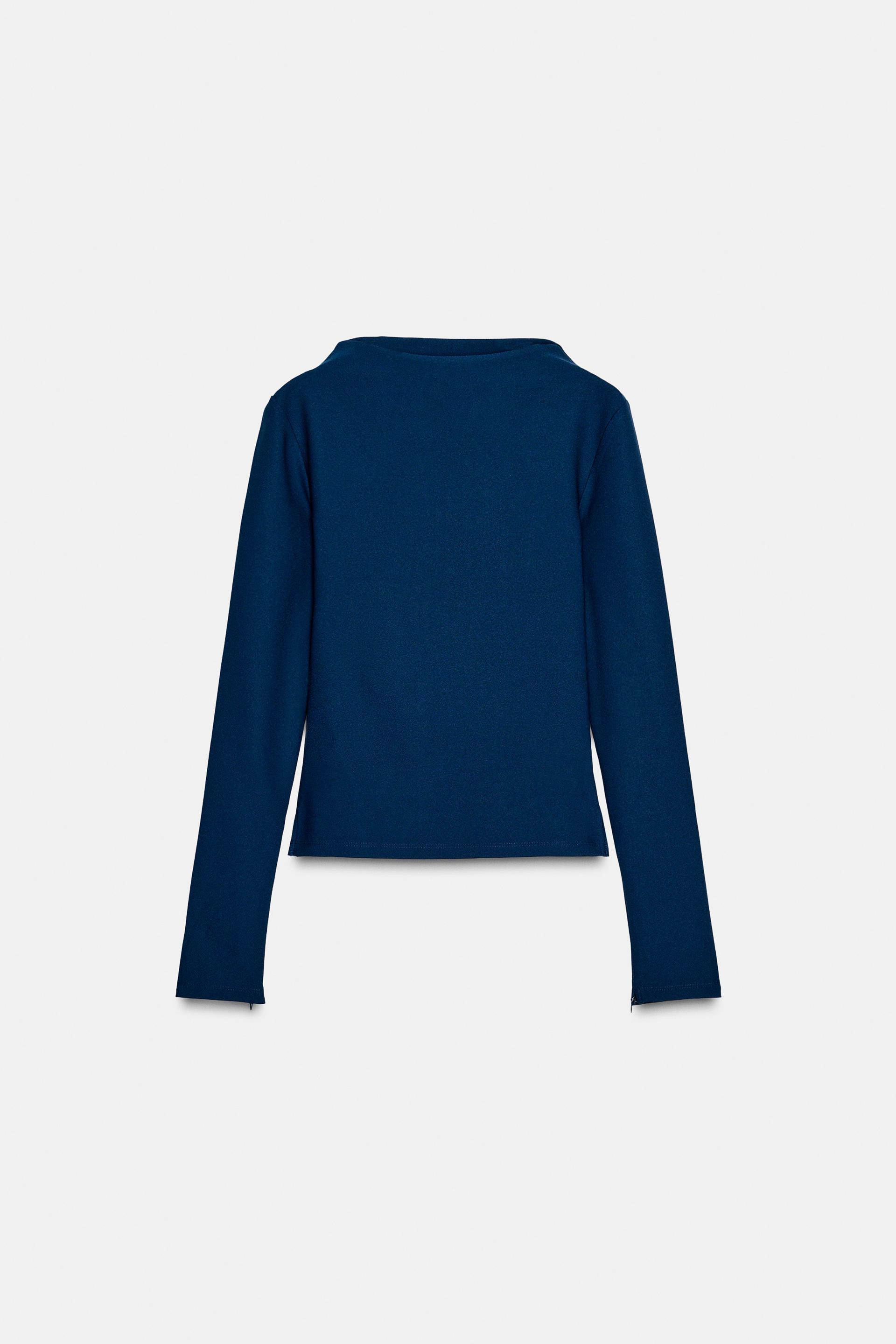 CREPE MOCK NECK T-SHIRT by ZARA