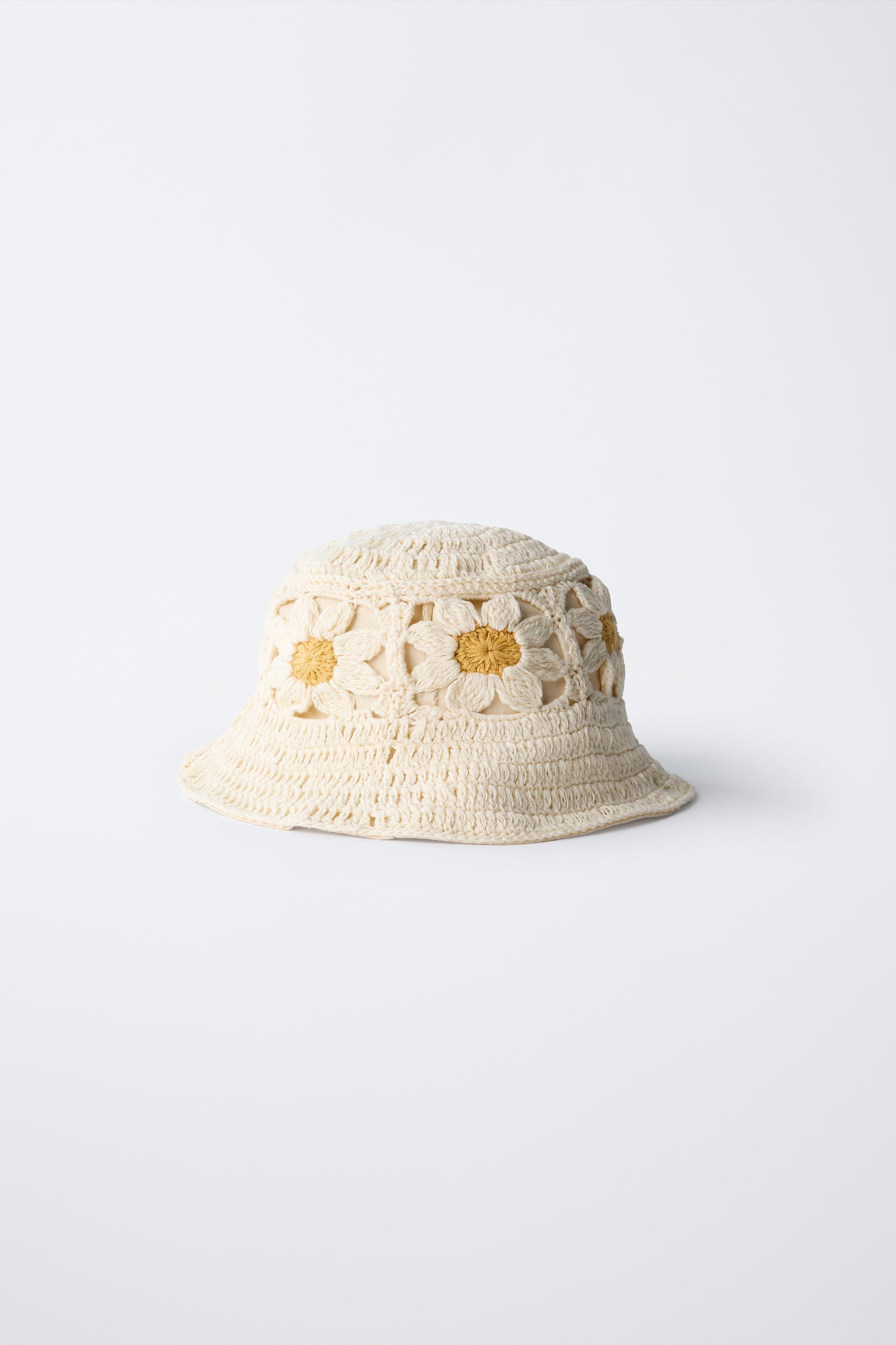 CROCHET FLORAL BUCKET HAT by ZARA