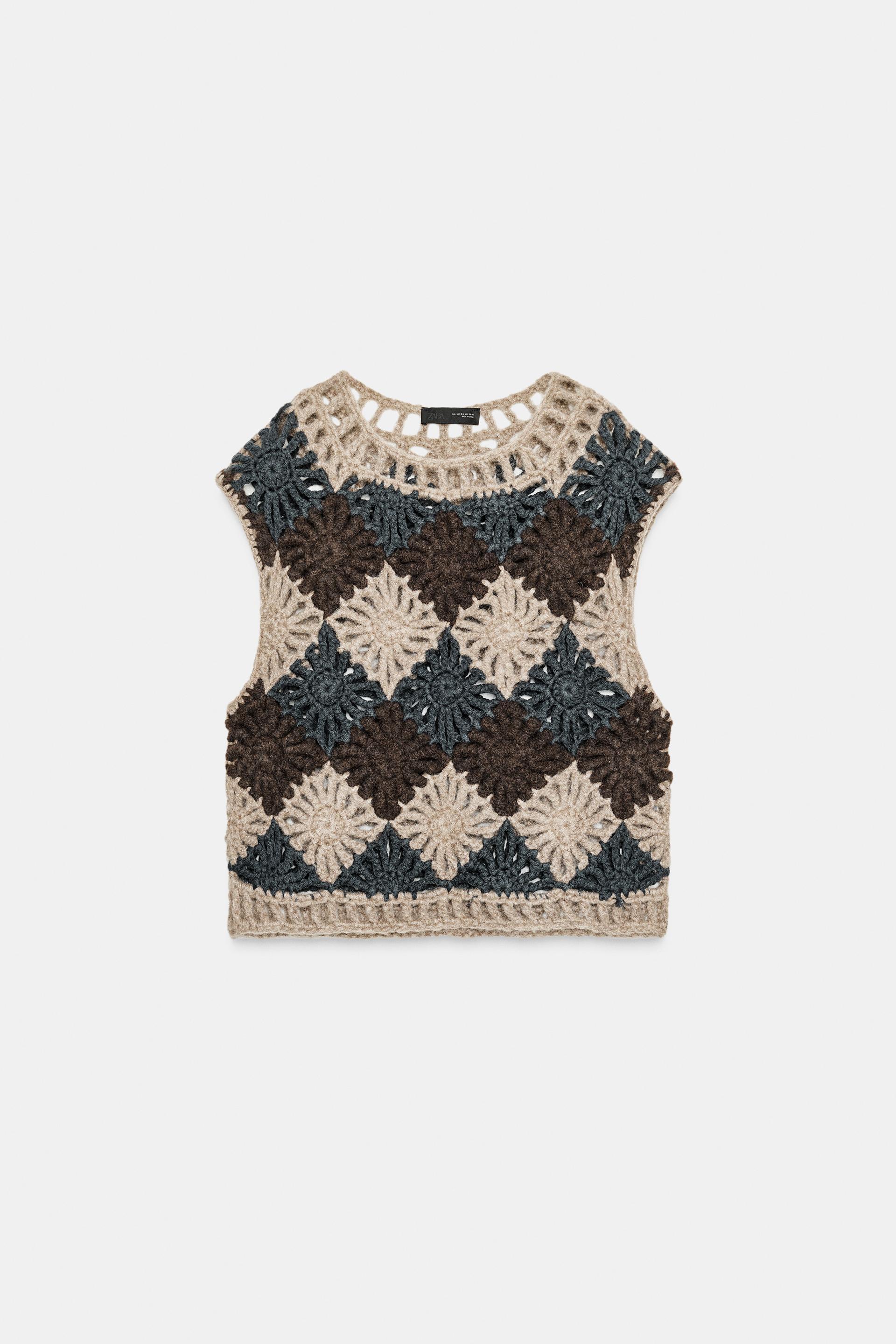CROCHET KNIT JUMPER VEST by ZARA