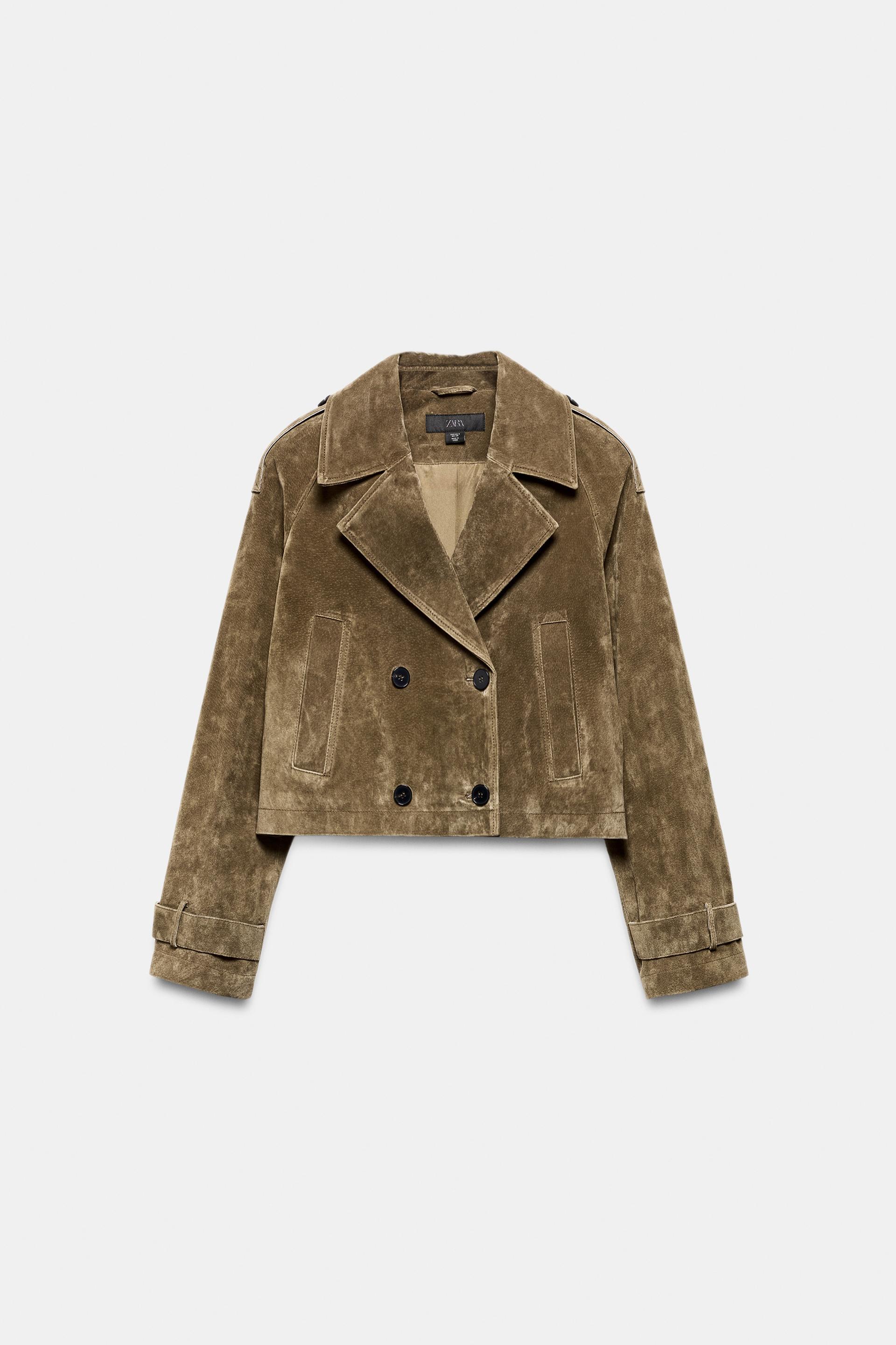 CROPPED DOUBLE BREASTED 100% LEATHER TRENCH by ZARA