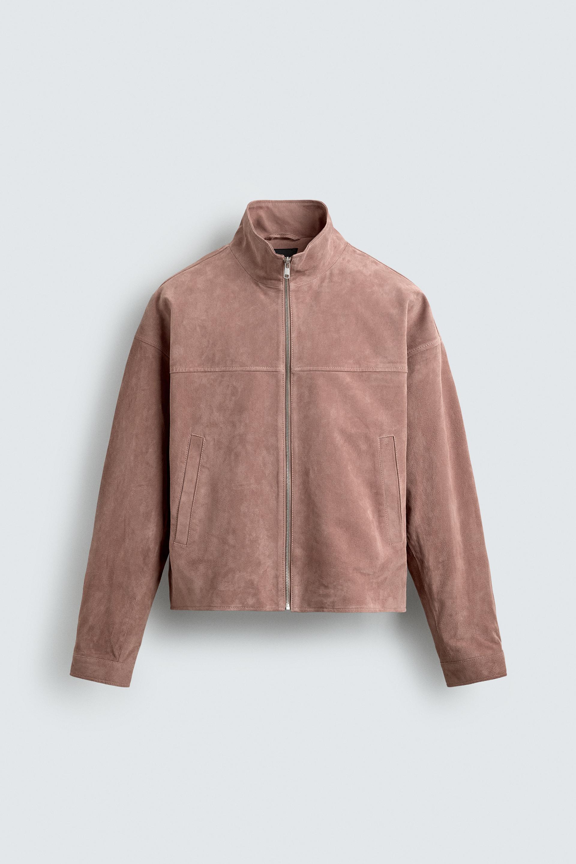 CROPPED FIT SUEDE LEATHER JACKET by ZARA