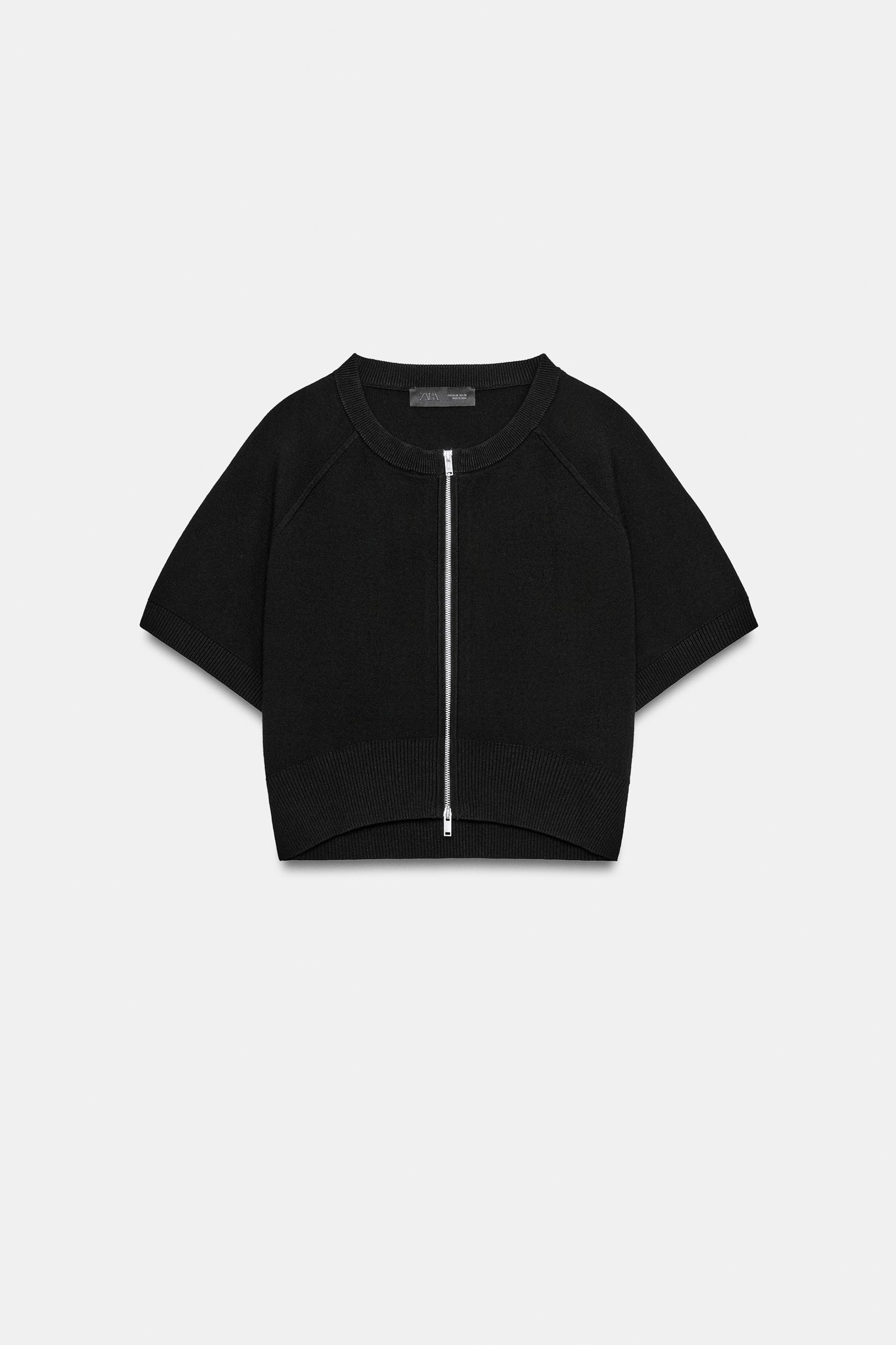 CROPPED KNIT JACKET WITH ZIPPER by ZARA