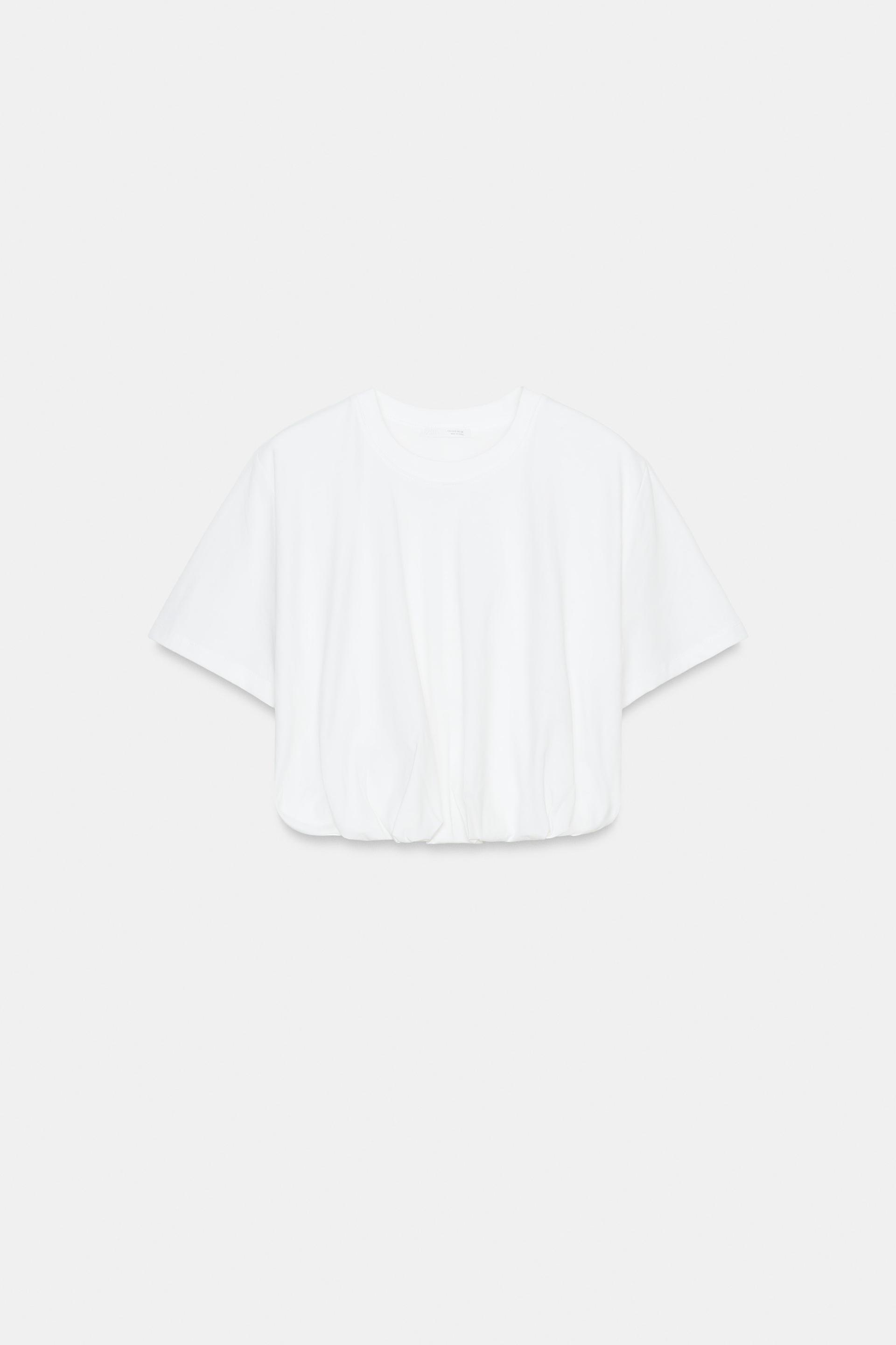 CROPPED PUFF HEM T-SHIRT by ZARA