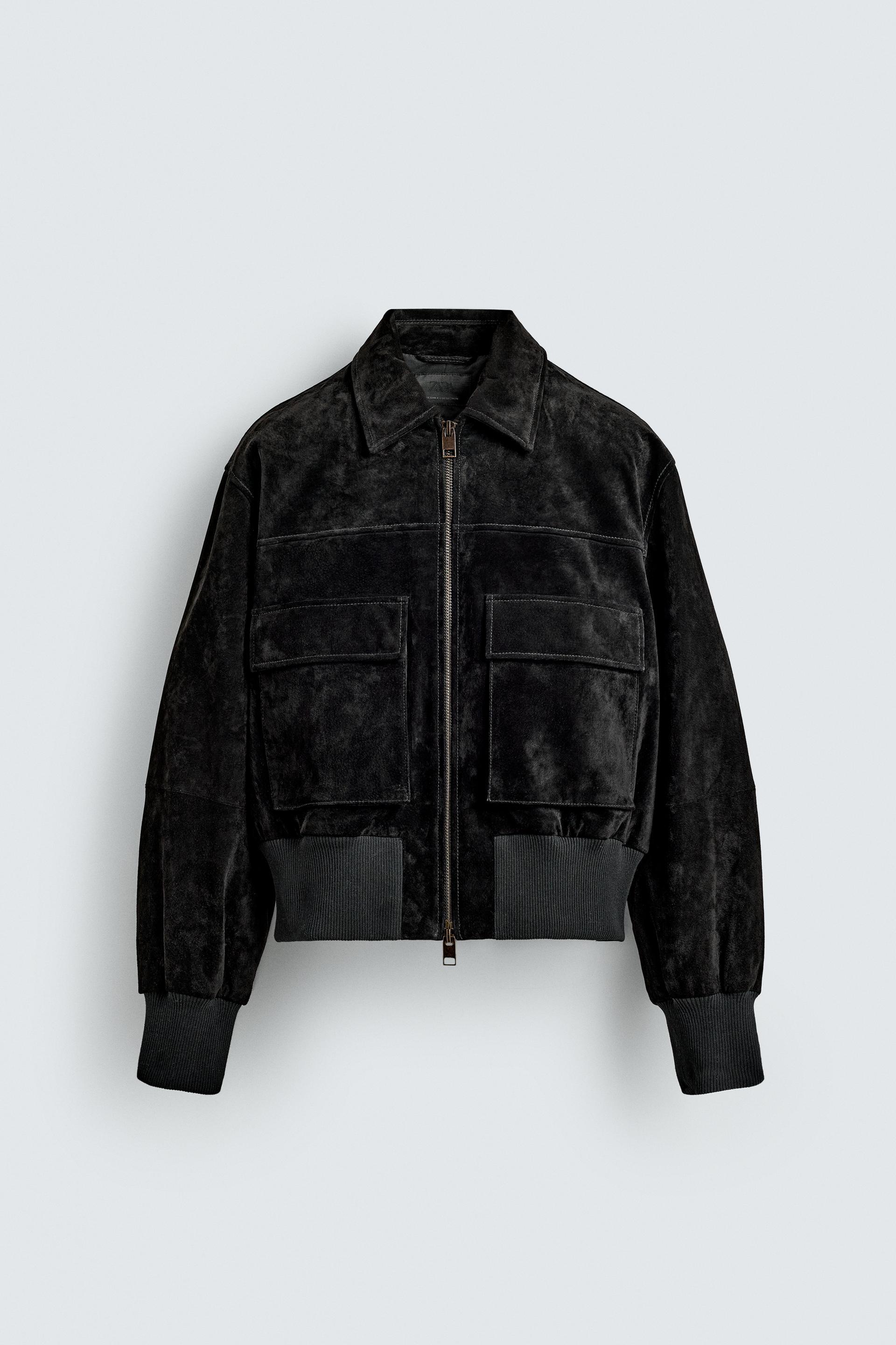 CROPPED SUEDE LEATHER JACKET by ZARA