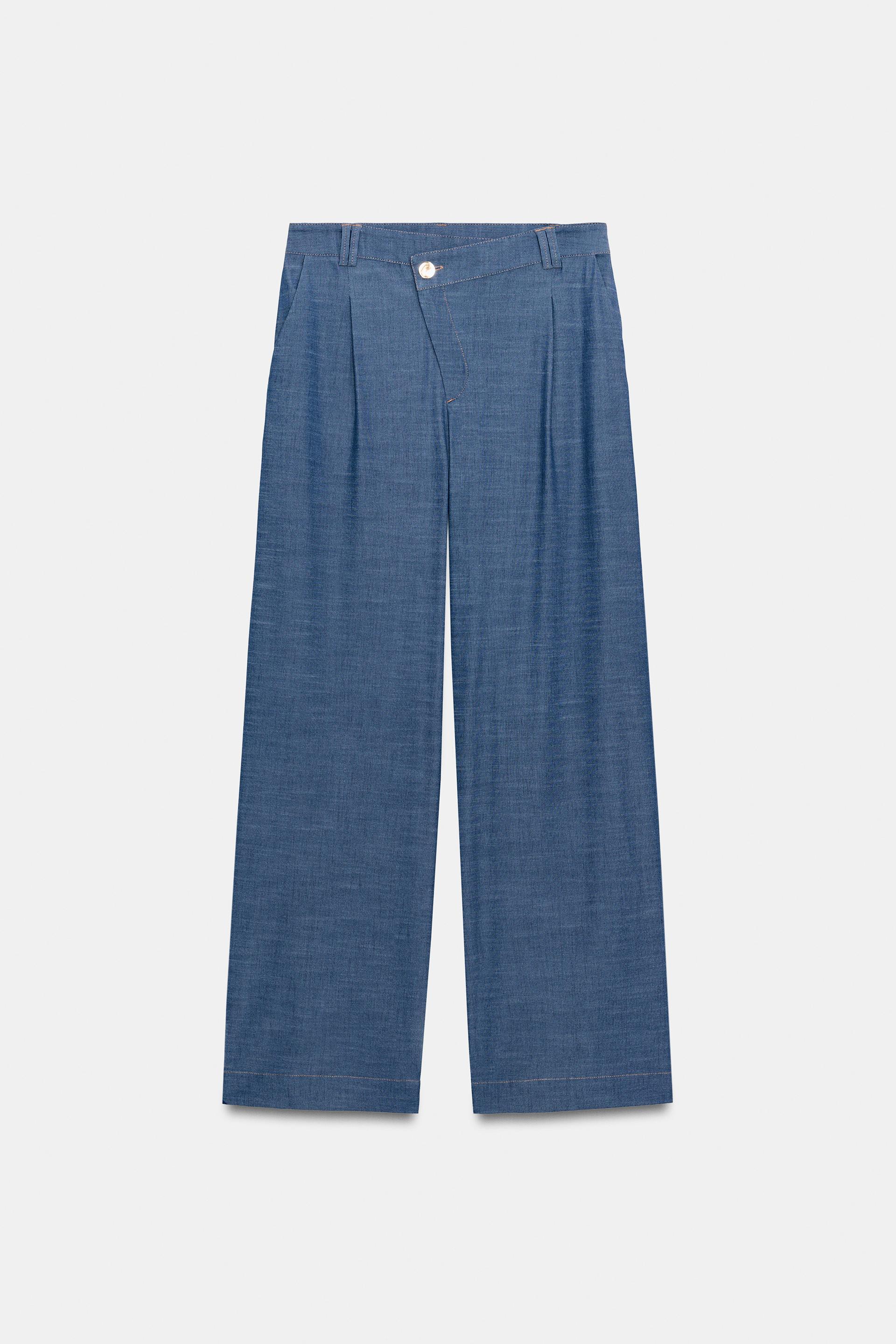 CROSSOVER WAIST WIDE LEG PANTS by ZARA