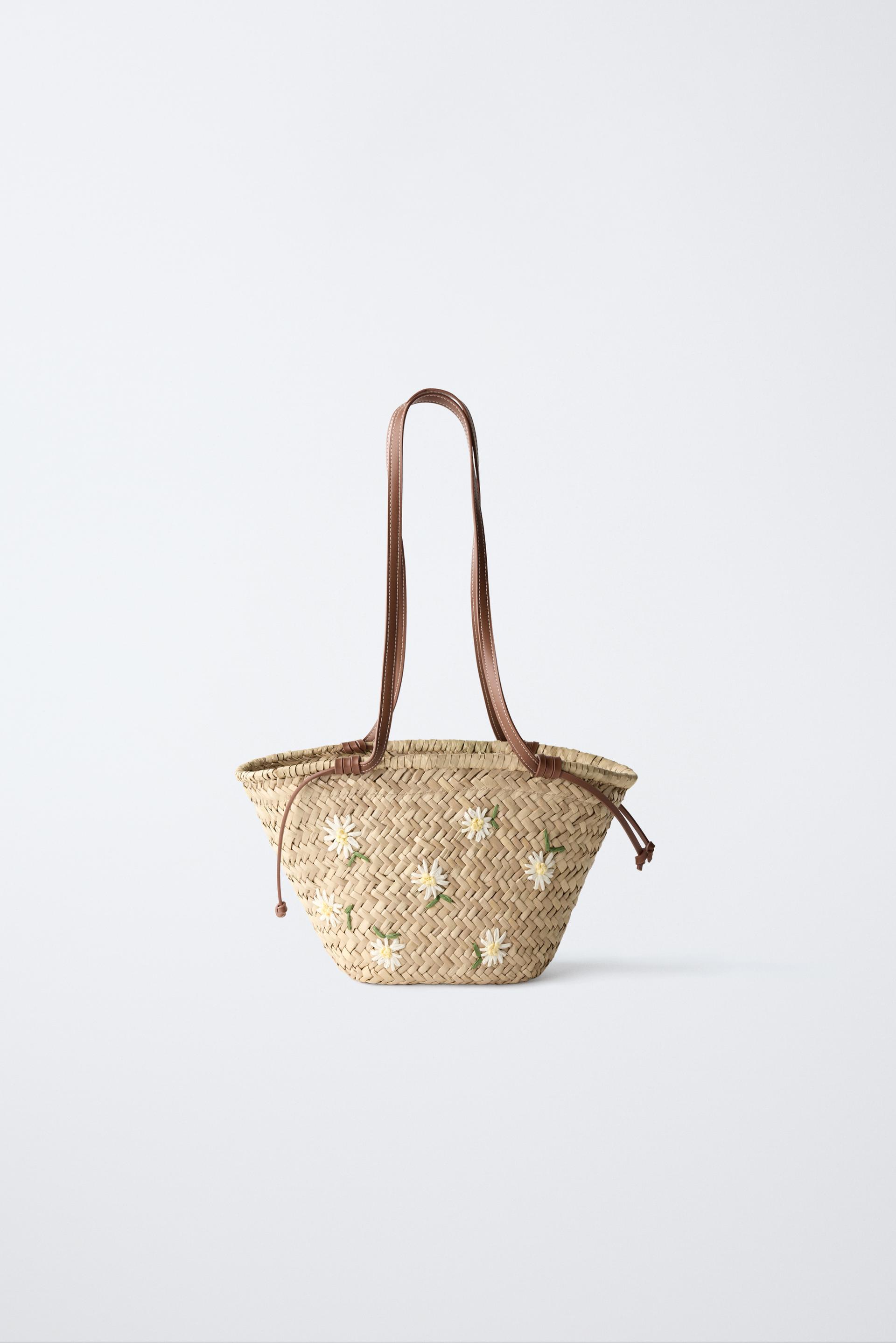 DAISY RAFFIA EFFECT BASKET by ZARA