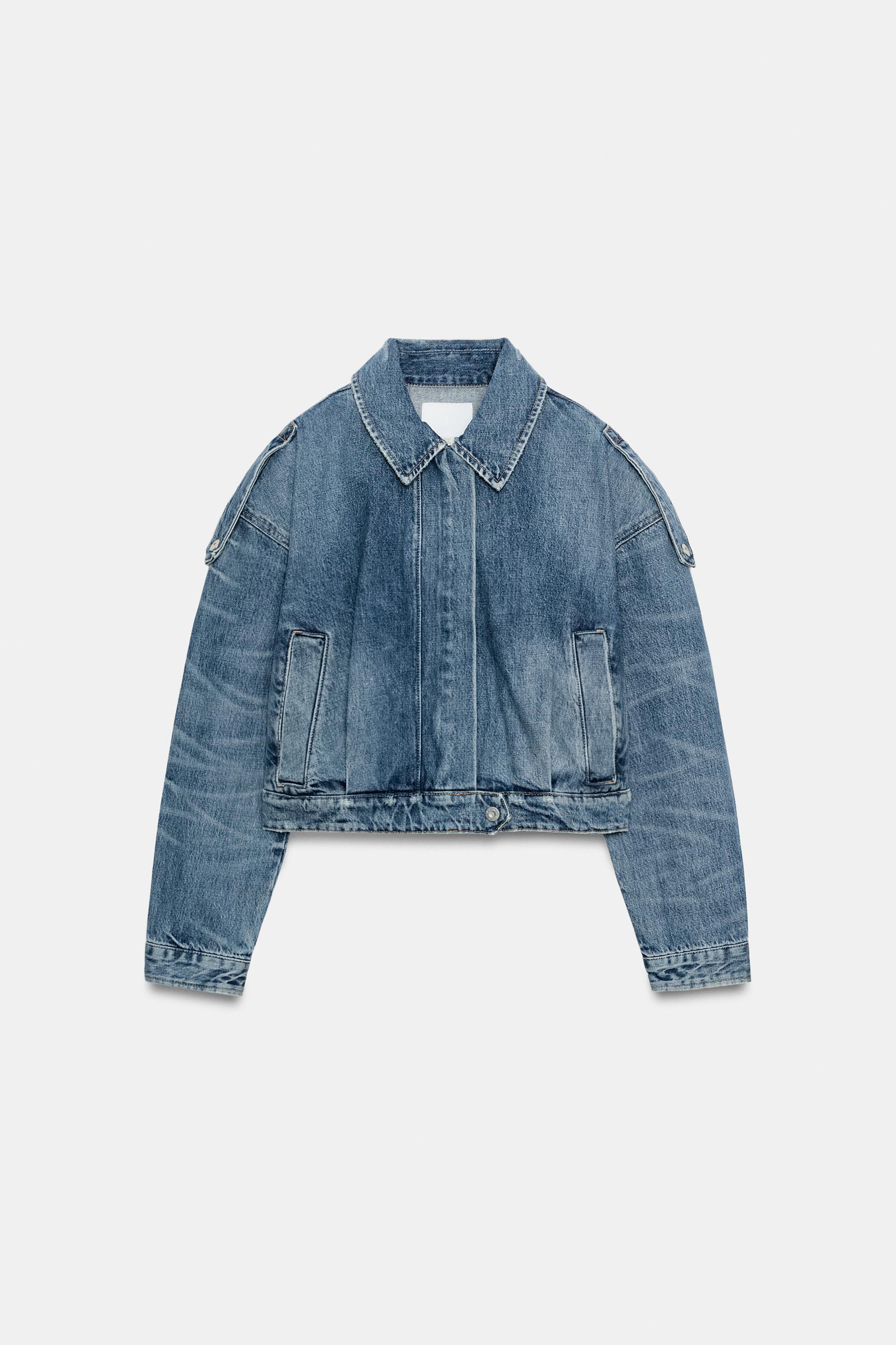 DENIM JACKET WITH SHOULDER TABS by ZARA