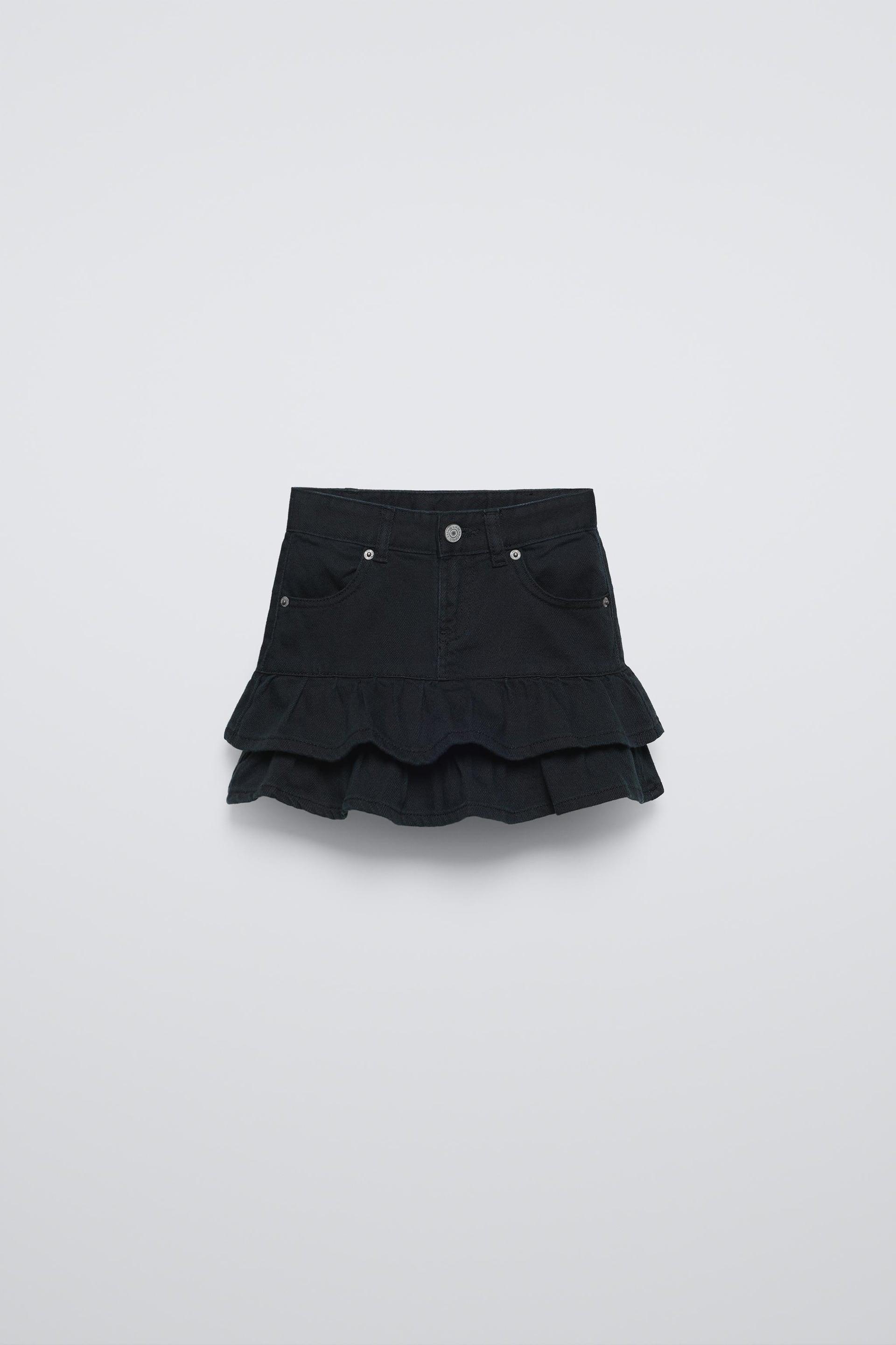 DENIM SKIRT WITH RUFFLES by ZARA