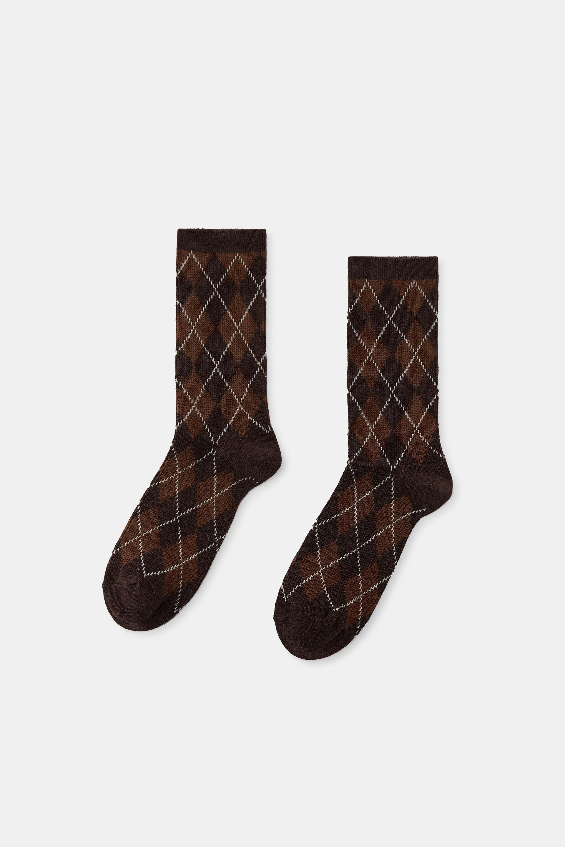 DIAMOND PATTERN COTTON SOCKS by ZARA