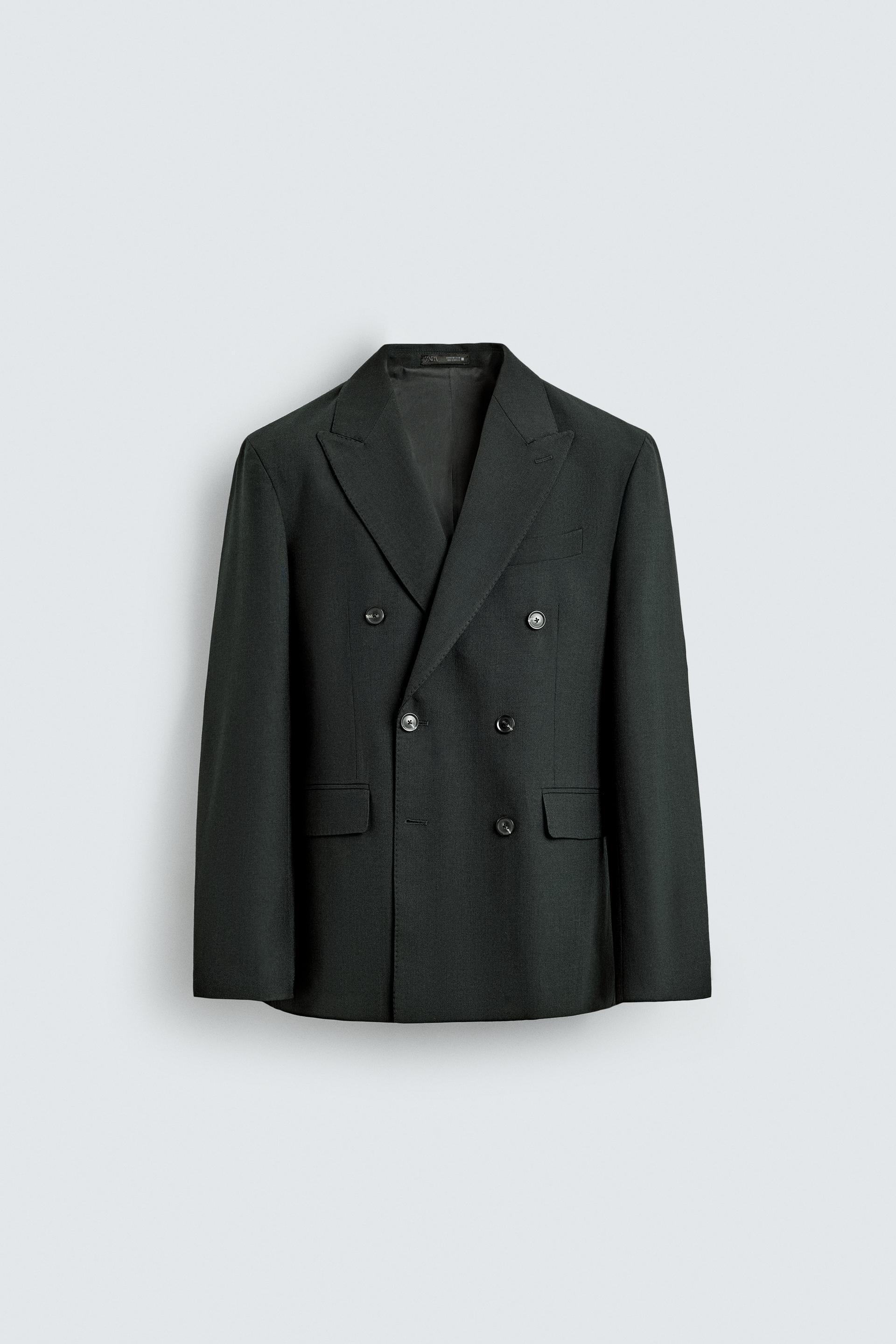 DOUBLE BREASTED WOOL BLEND SUIT JACKET by ZARA