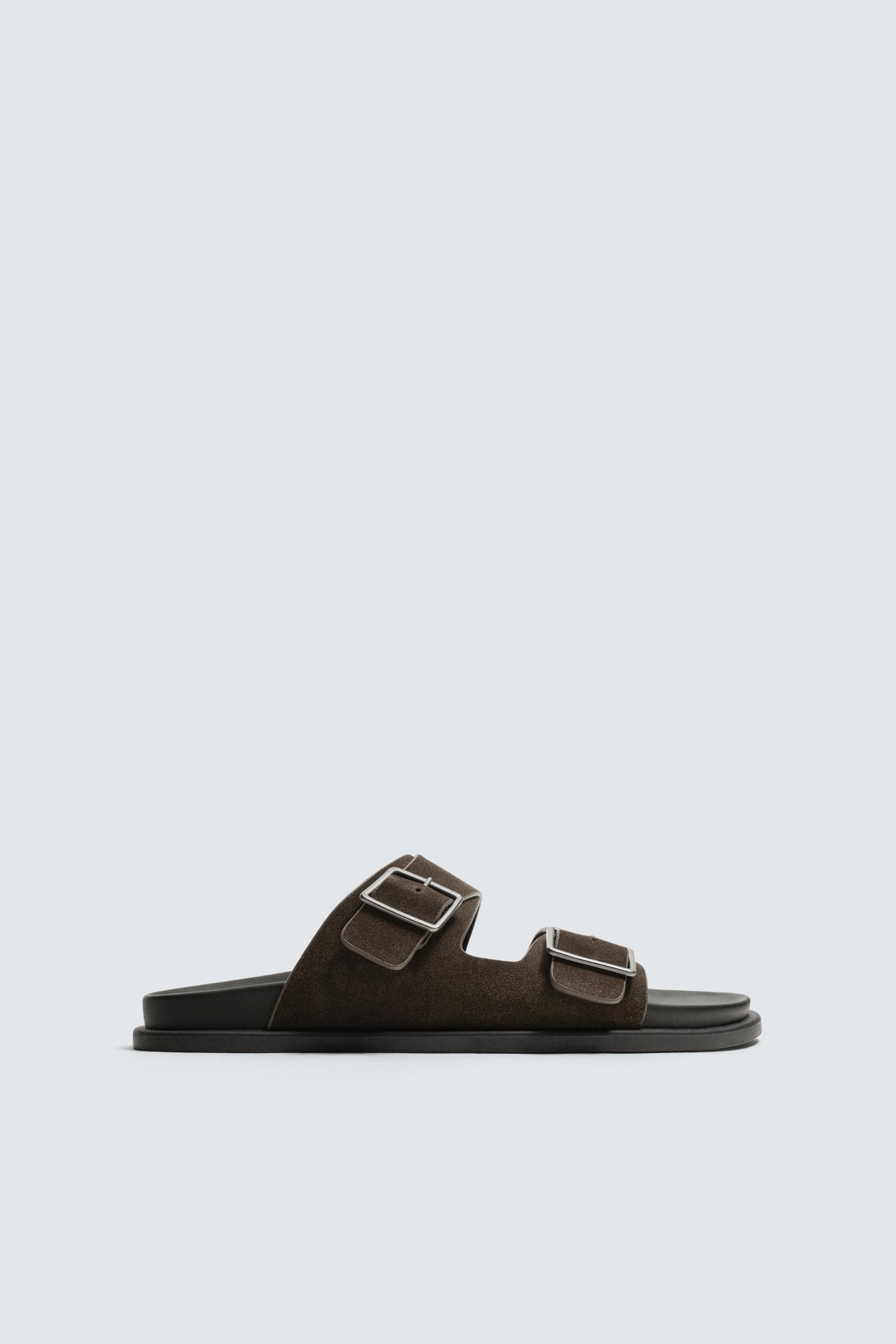 DOUBLE STRAP LEATHER SANDALS by ZARA