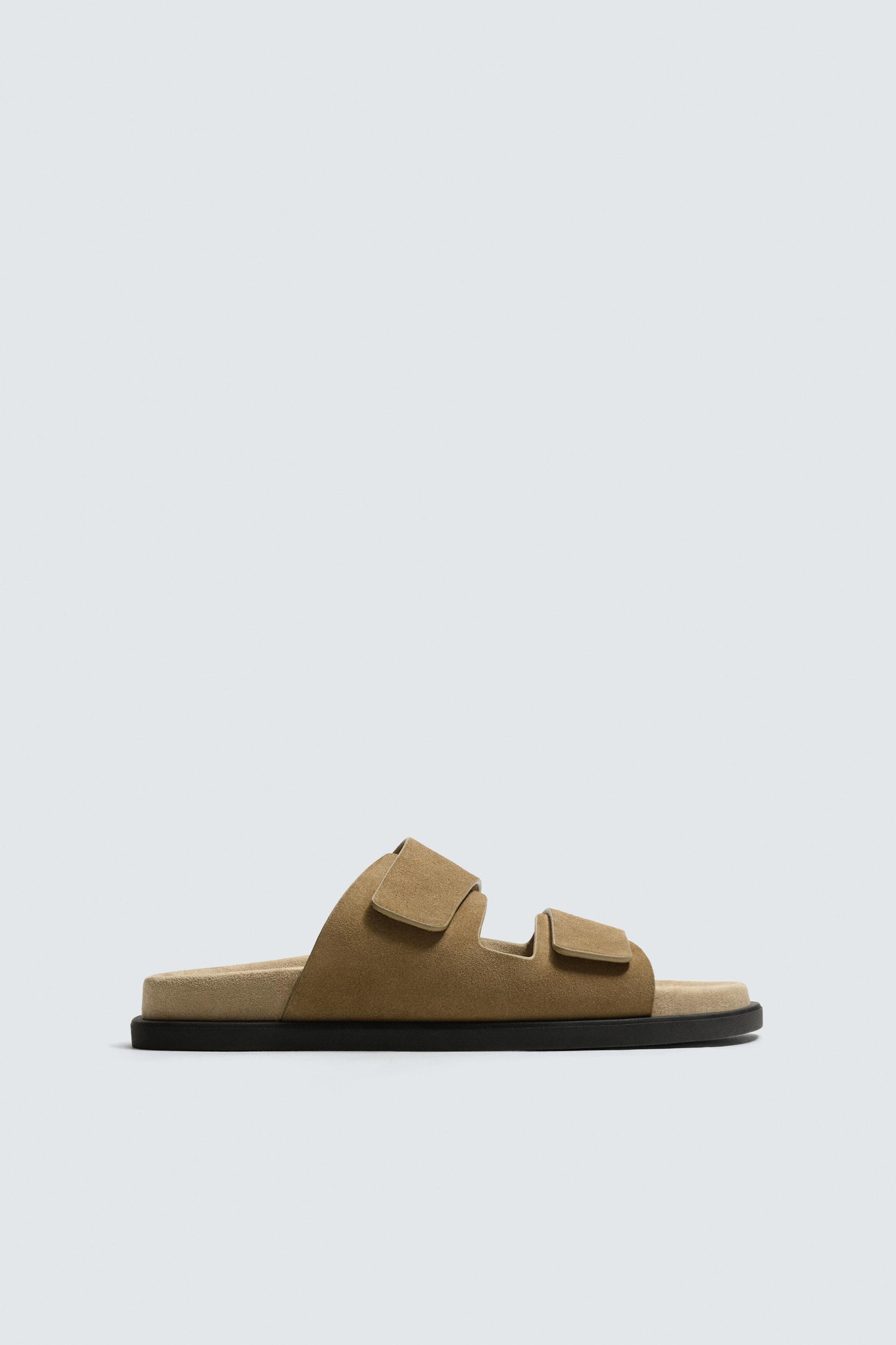 DOUBLE STRAP LEATHER SANDALS by ZARA