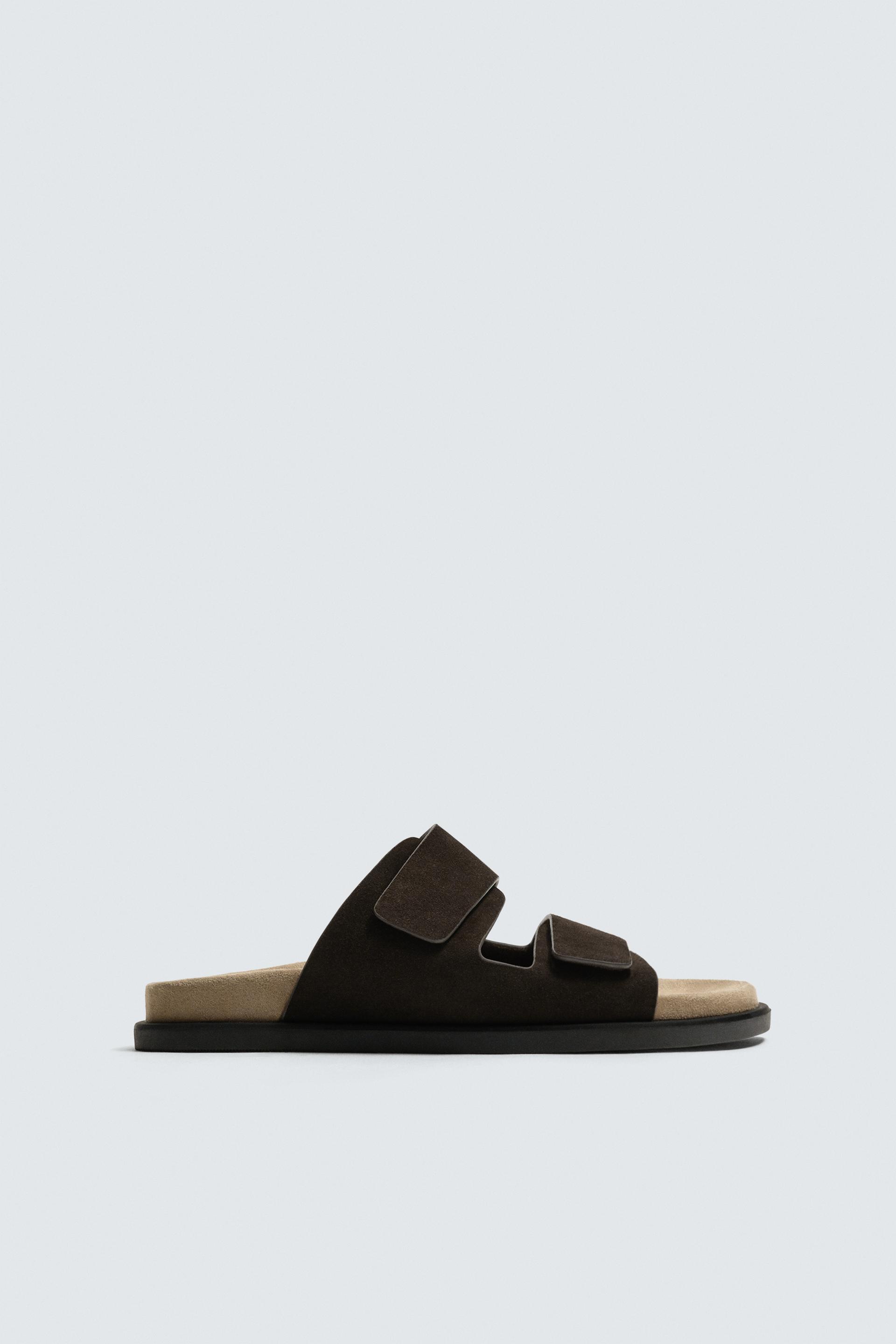 DOUBLE STRAP LEATHER SANDALS by ZARA