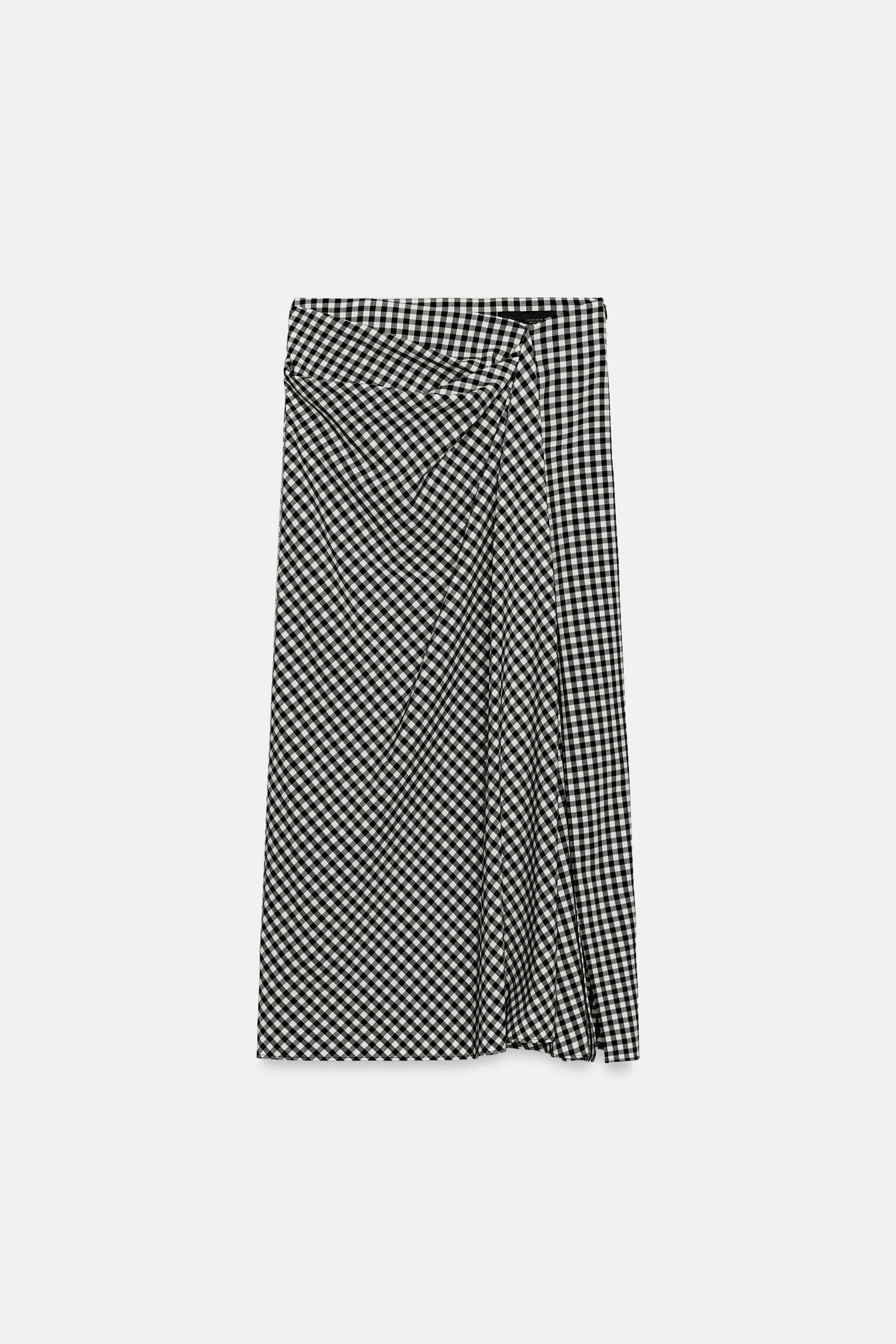 DRAPED GINGHAM SKIRT by ZARA
