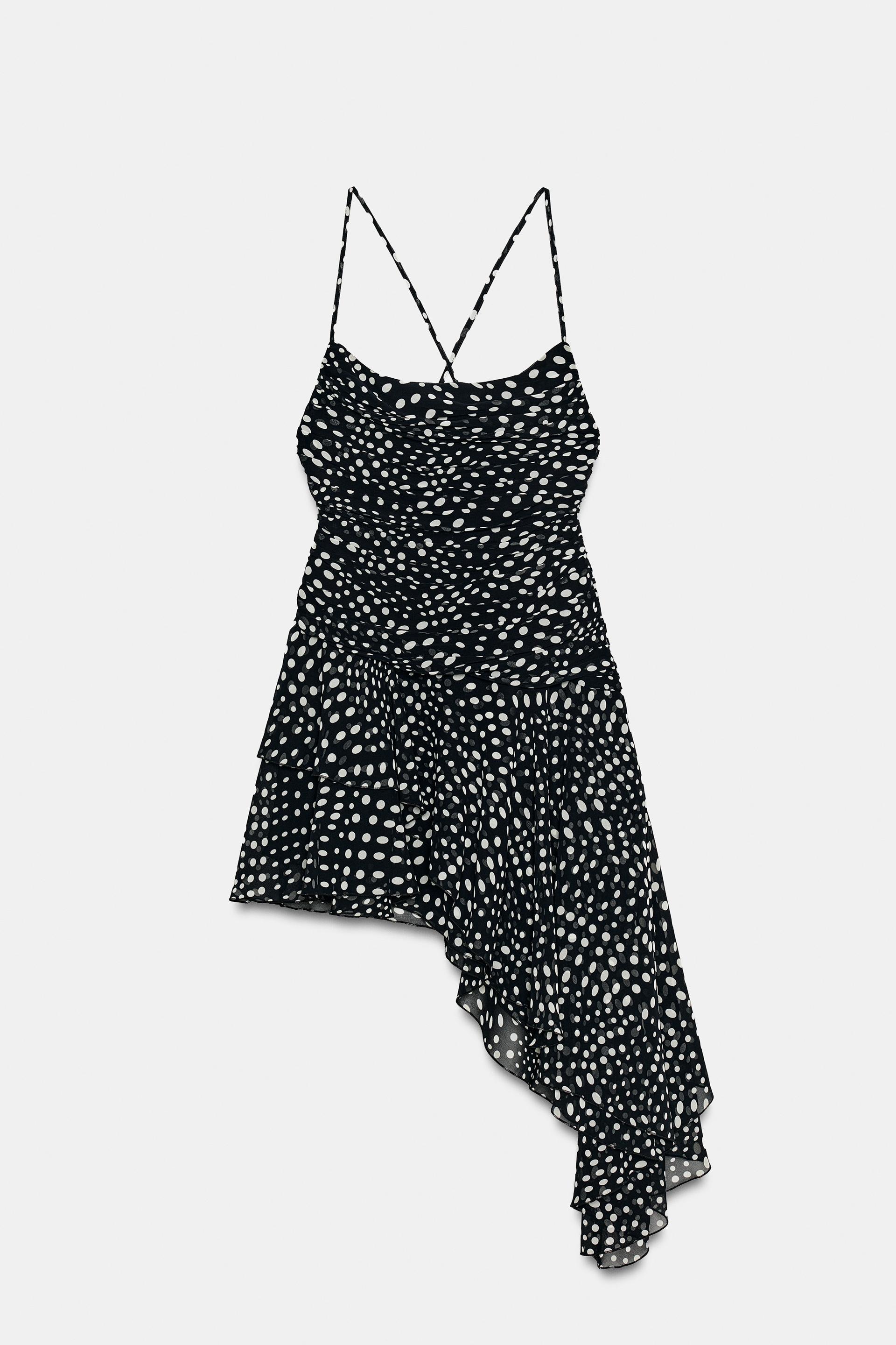 DRAPED POLKA DOT DRESS by ZARA