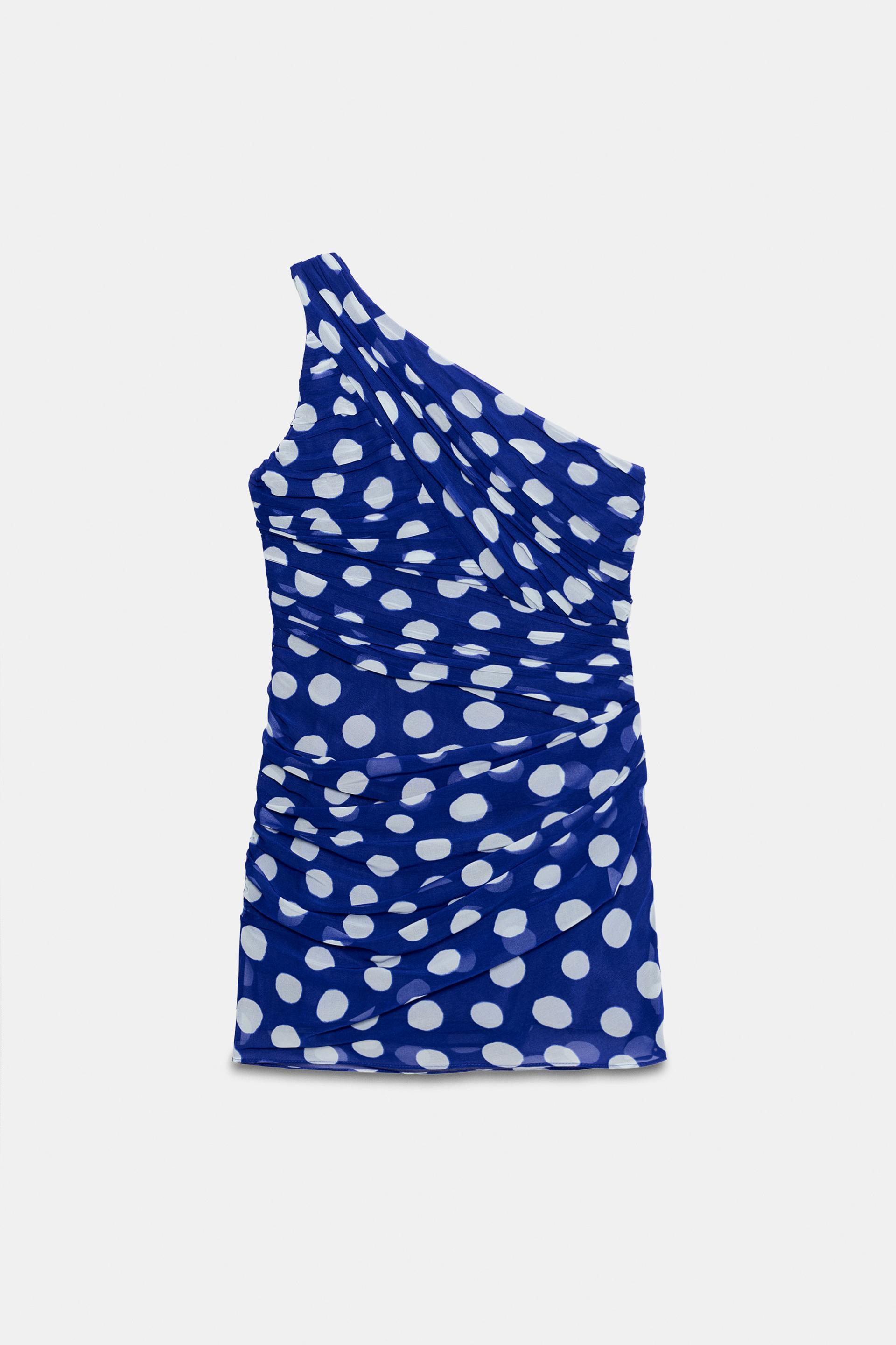 DRAPED POLKA DOT MINI DRESS by ZARA