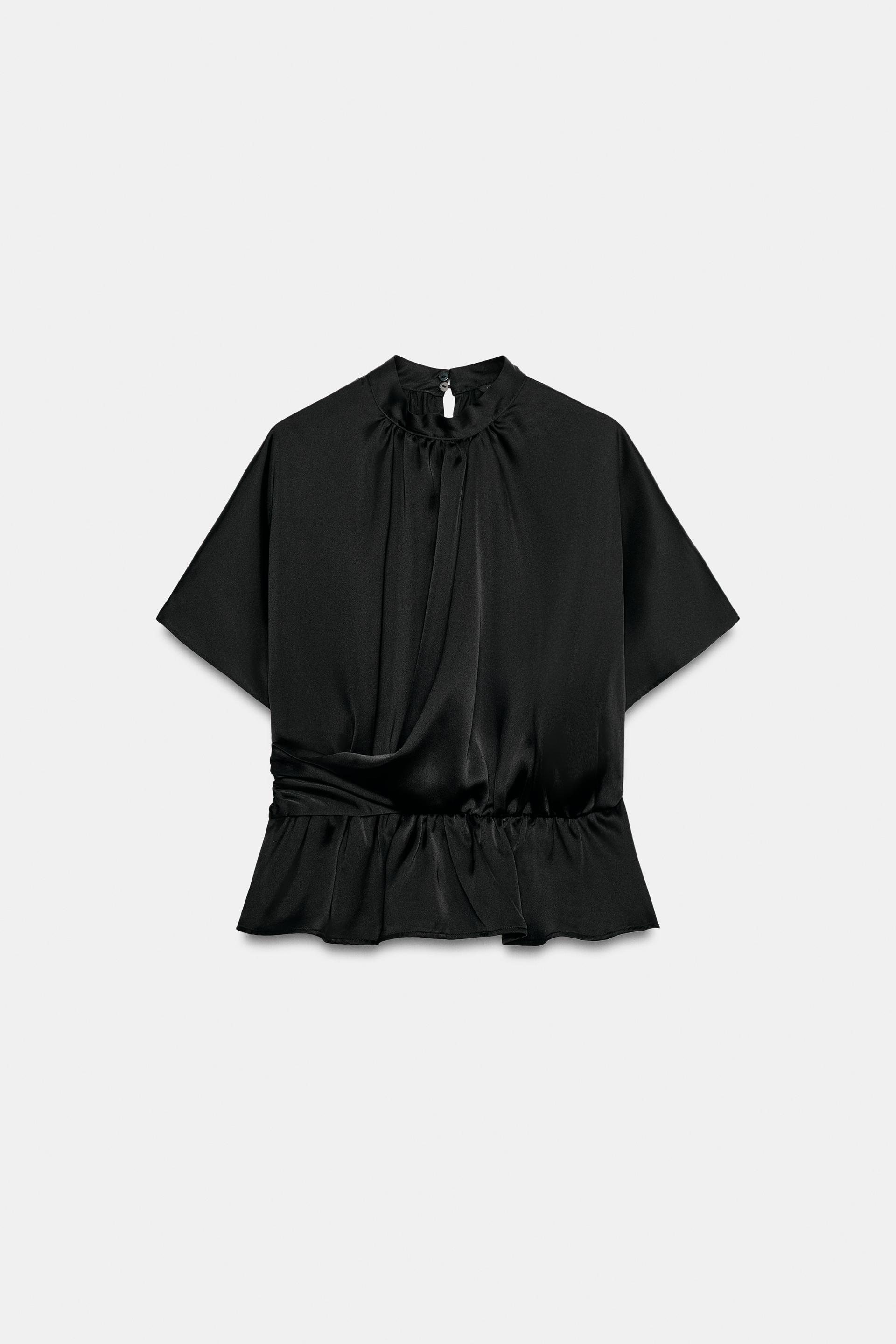 DRAPED SATIN BLOUSE by ZARA