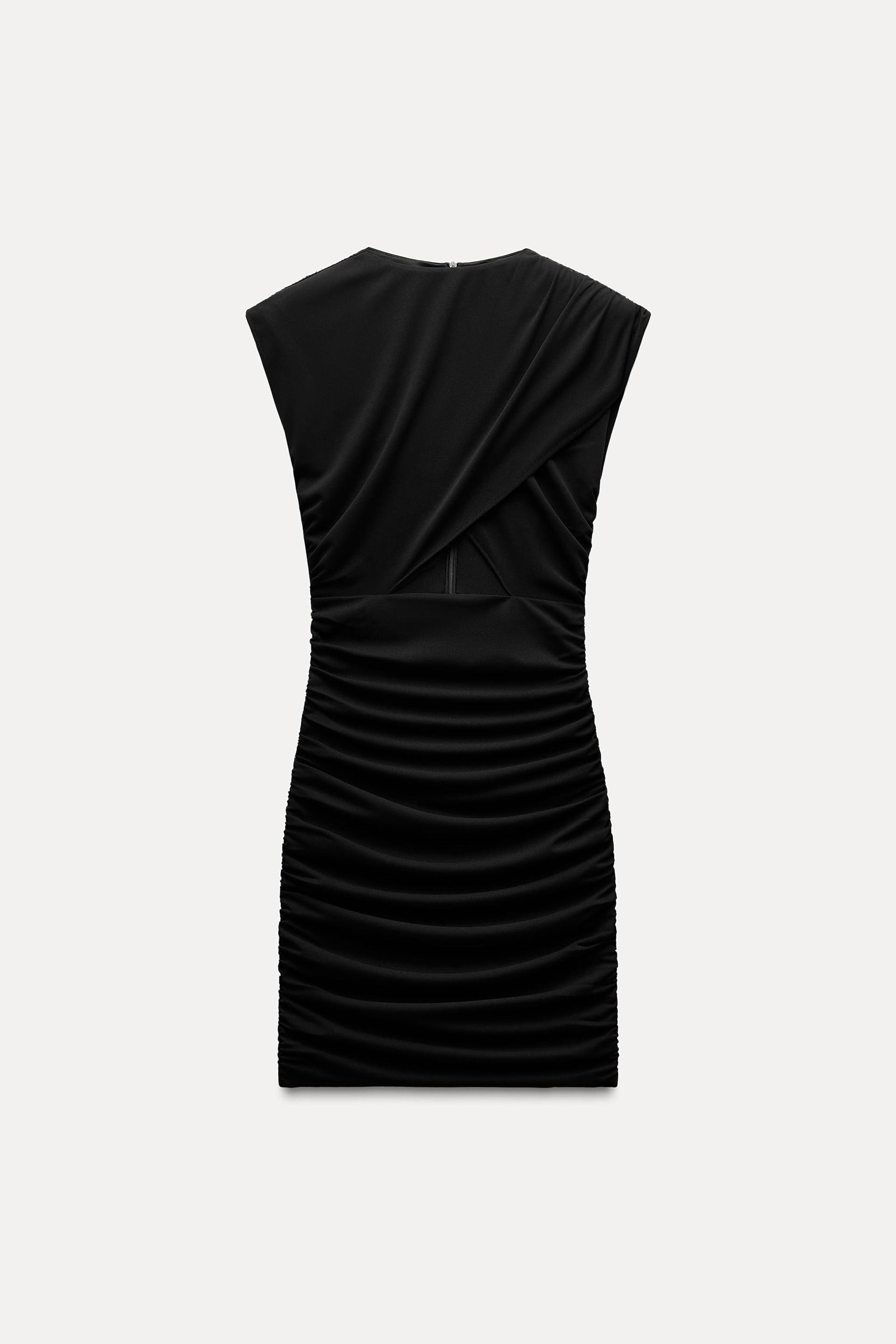 DRAPED SHOULDER PAD CUT OUT DRESS by ZARA