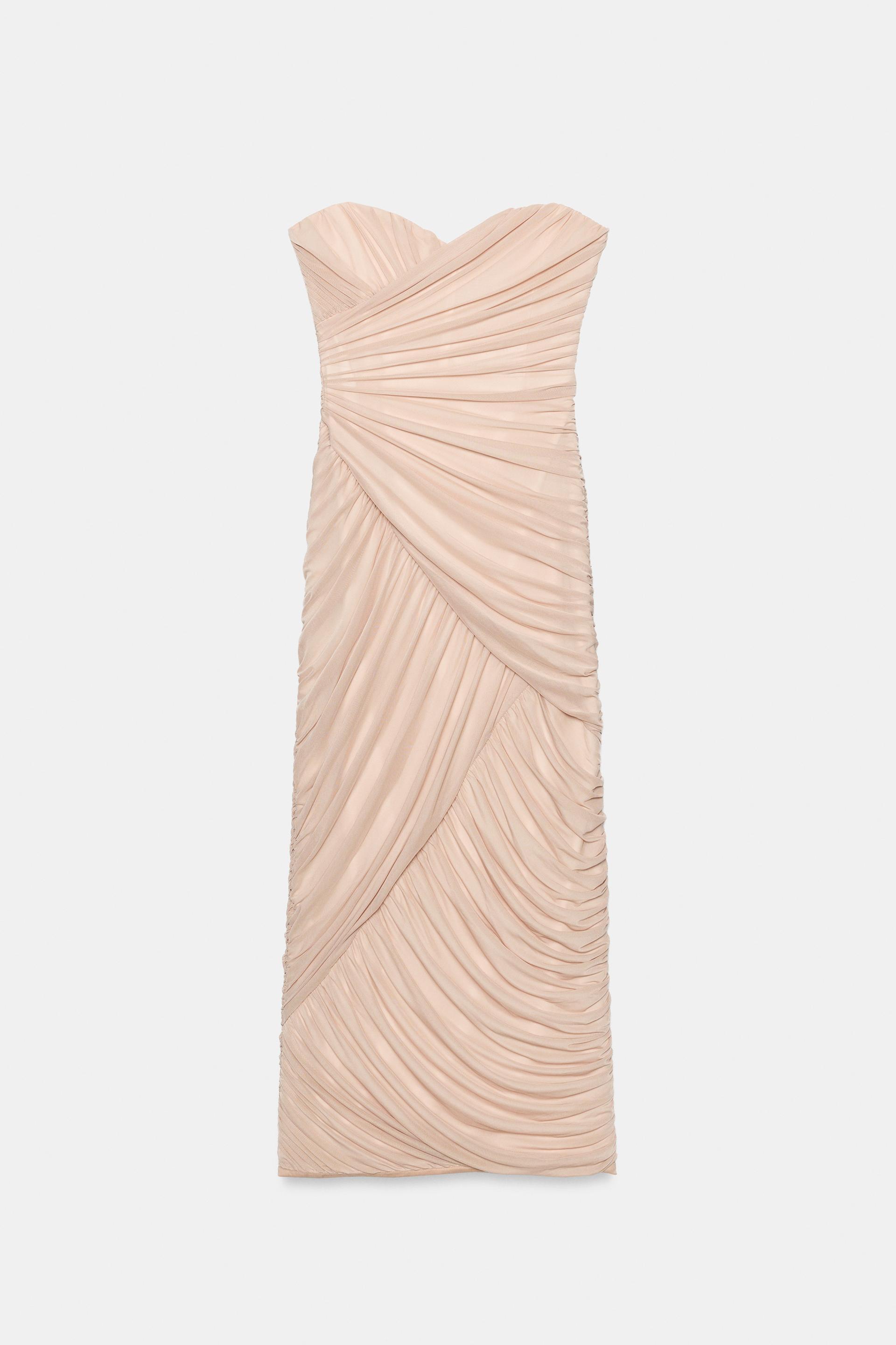 DRAPED TULLE MIDI DRESS by ZARA