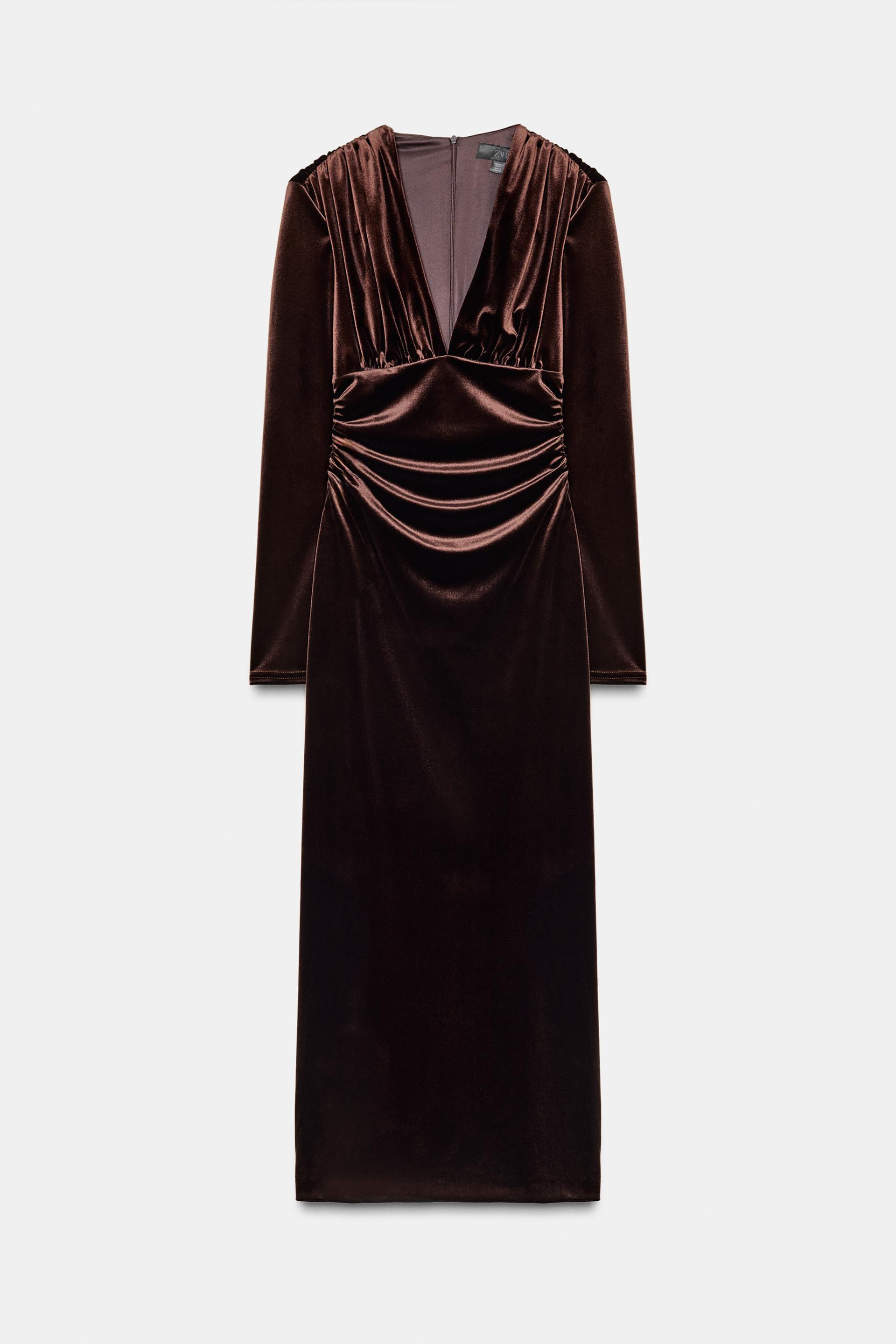 DRAPED VELVET MIDI DRESS by ZARA