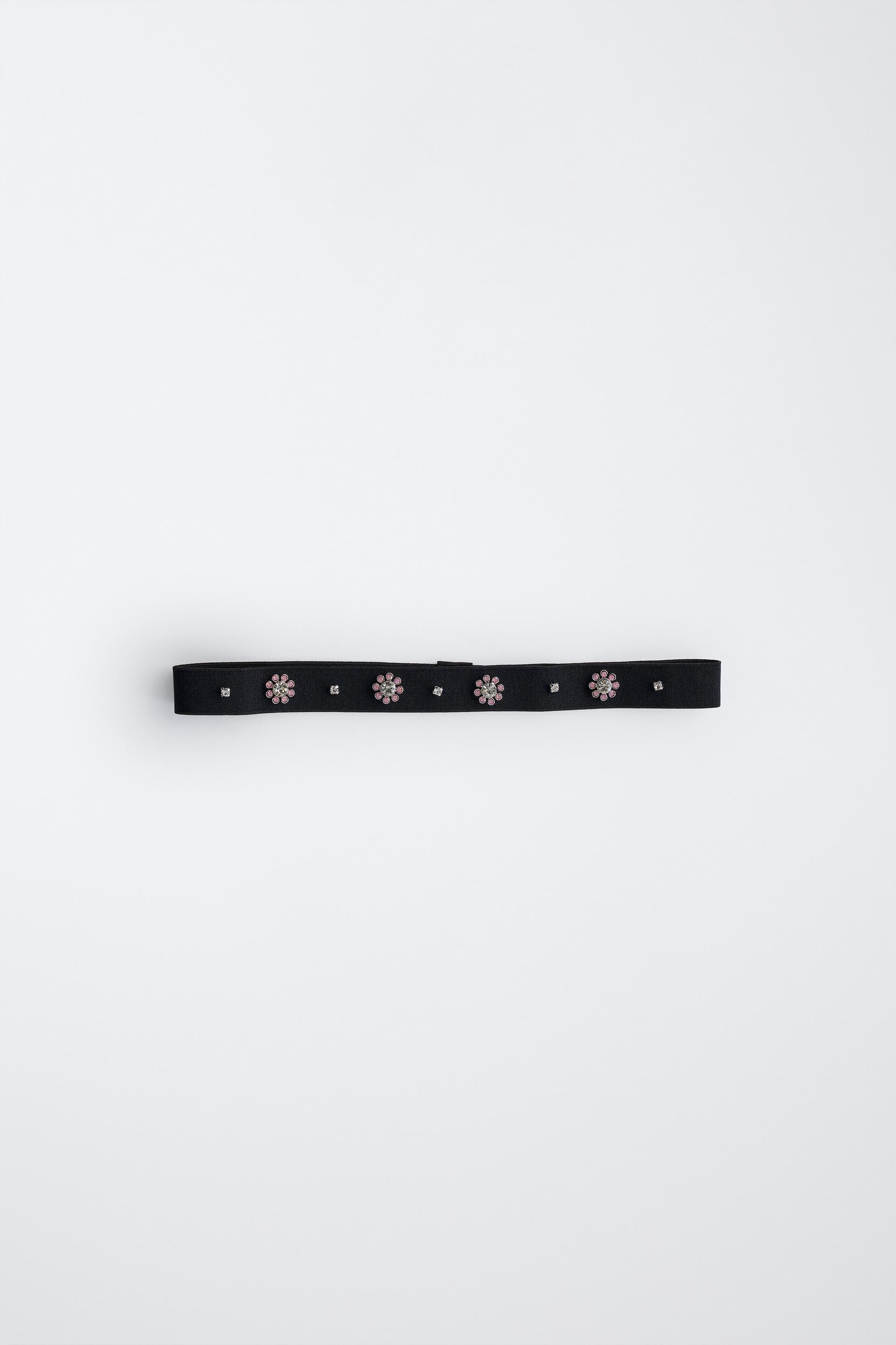 ELASTIC RHINESTONE FLOWER HEADBAND by ZARA