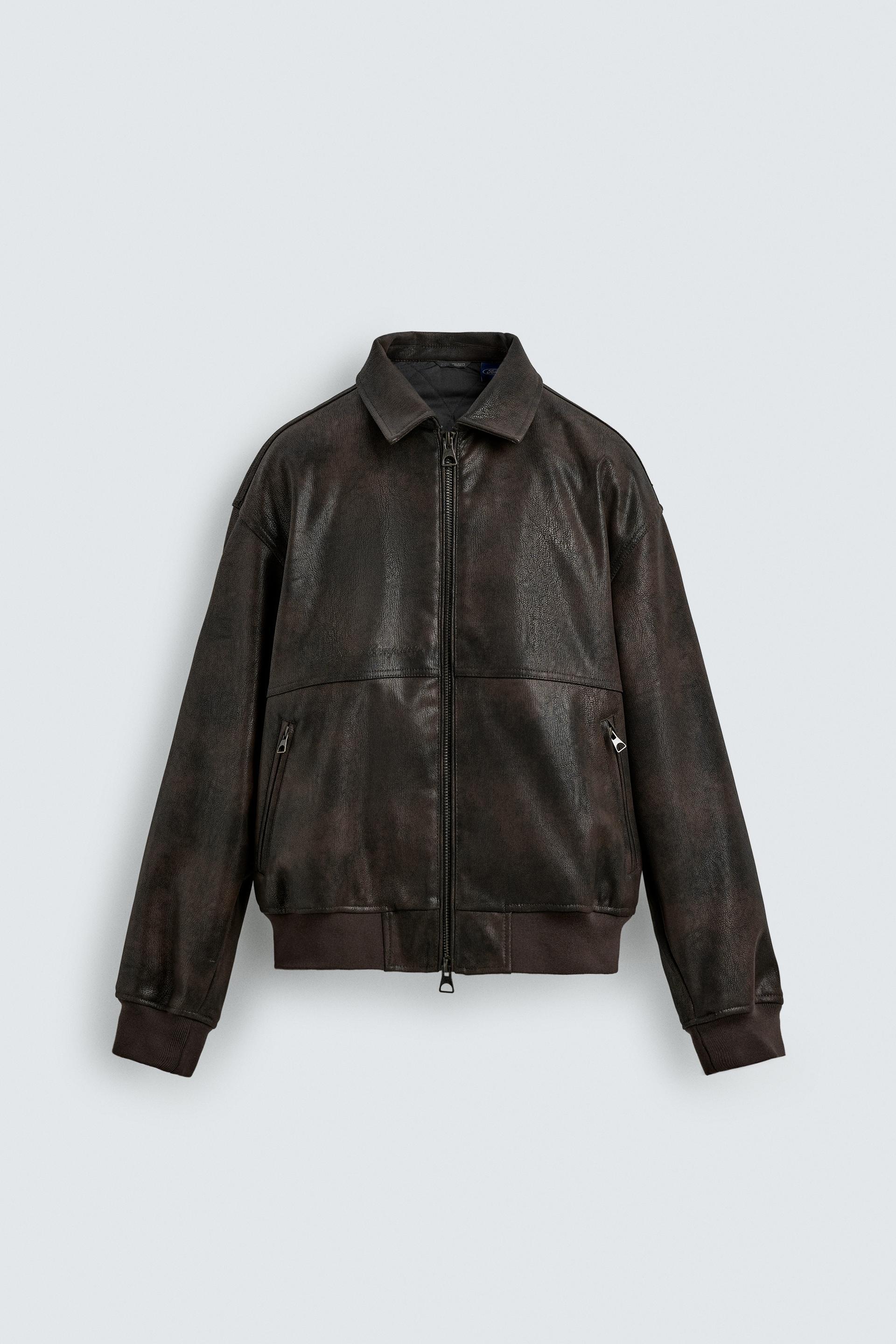 EMBOSSED FAUX LEATHER FORD © BOMBER JACKET by ZARA