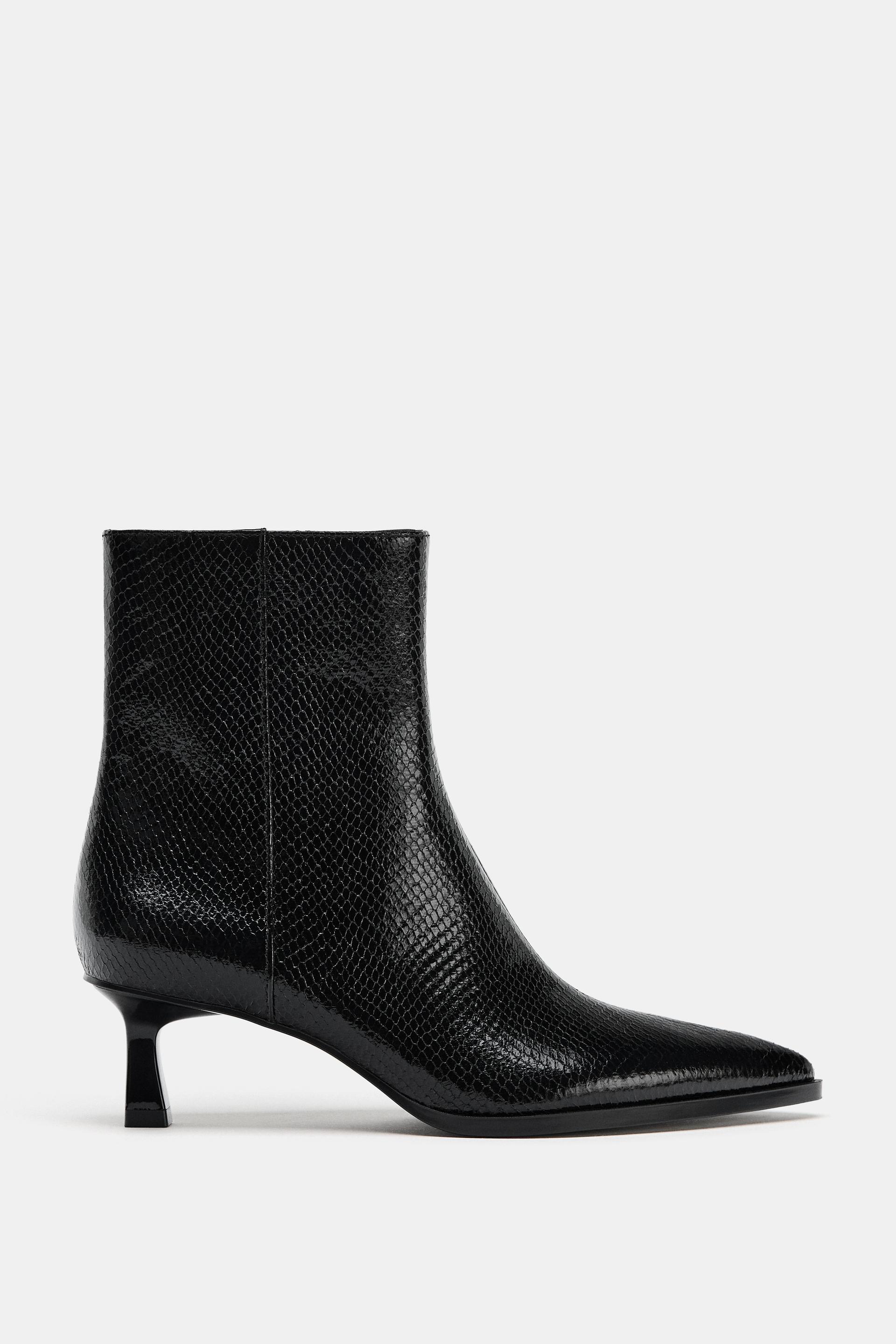 EMBOSSED HEELED ANKLE BOOTS by ZARA