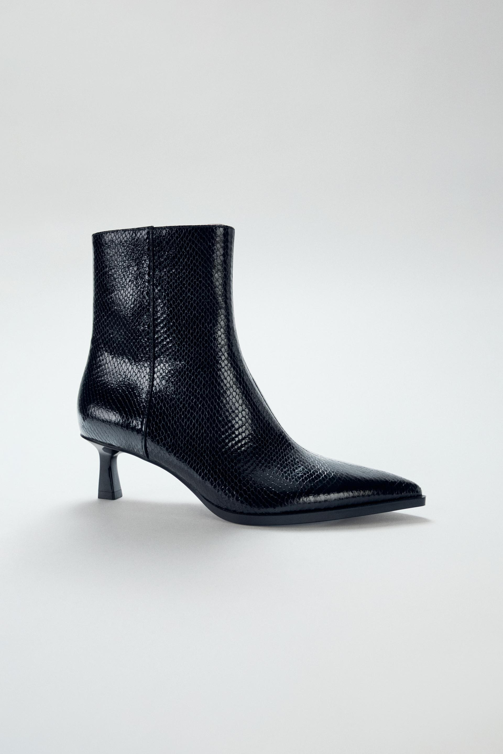 EMBOSSED HEELED ANKLE BOOTS by ZARA