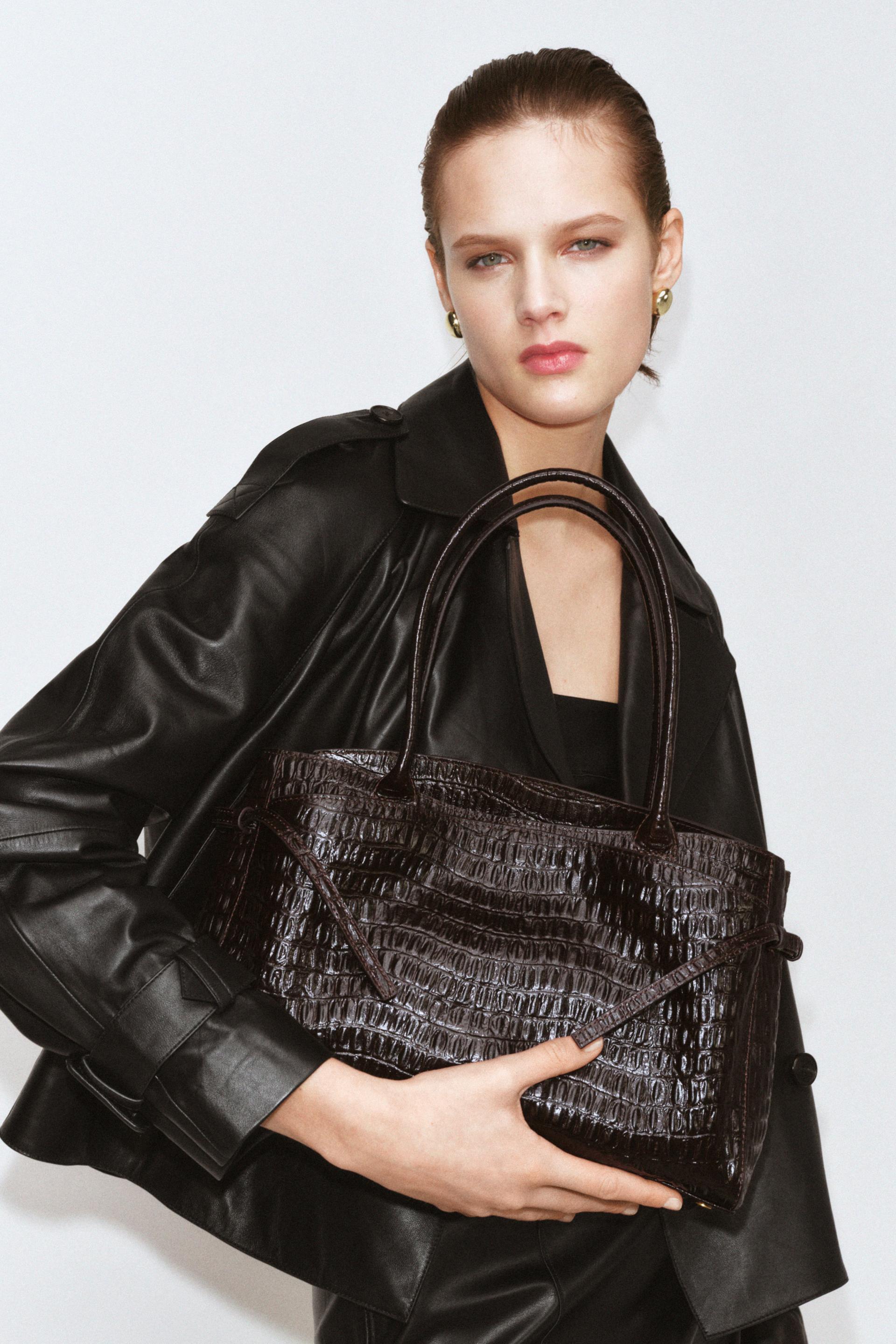 EMBOSSED LEATHER CITY BAG by ZARA