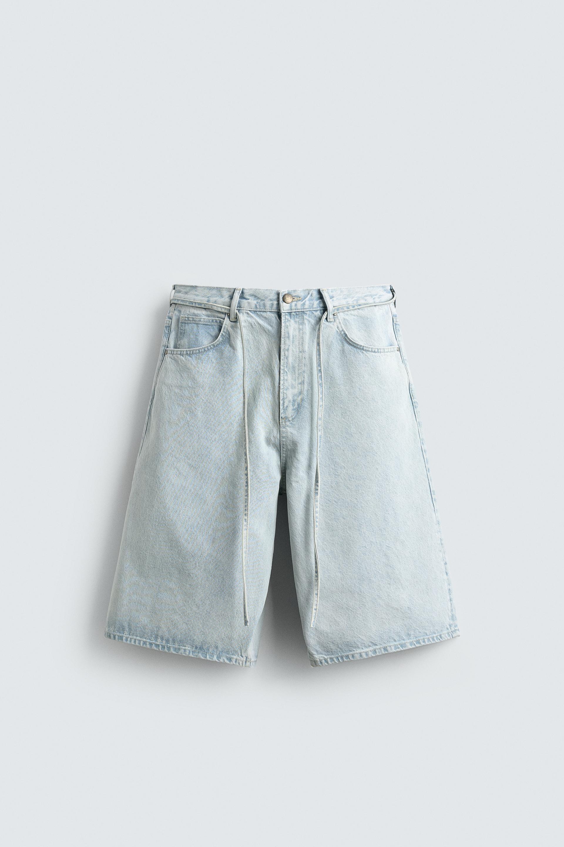 EMBROIDERED BAGGY FIT DENIM JORTS by ZARA