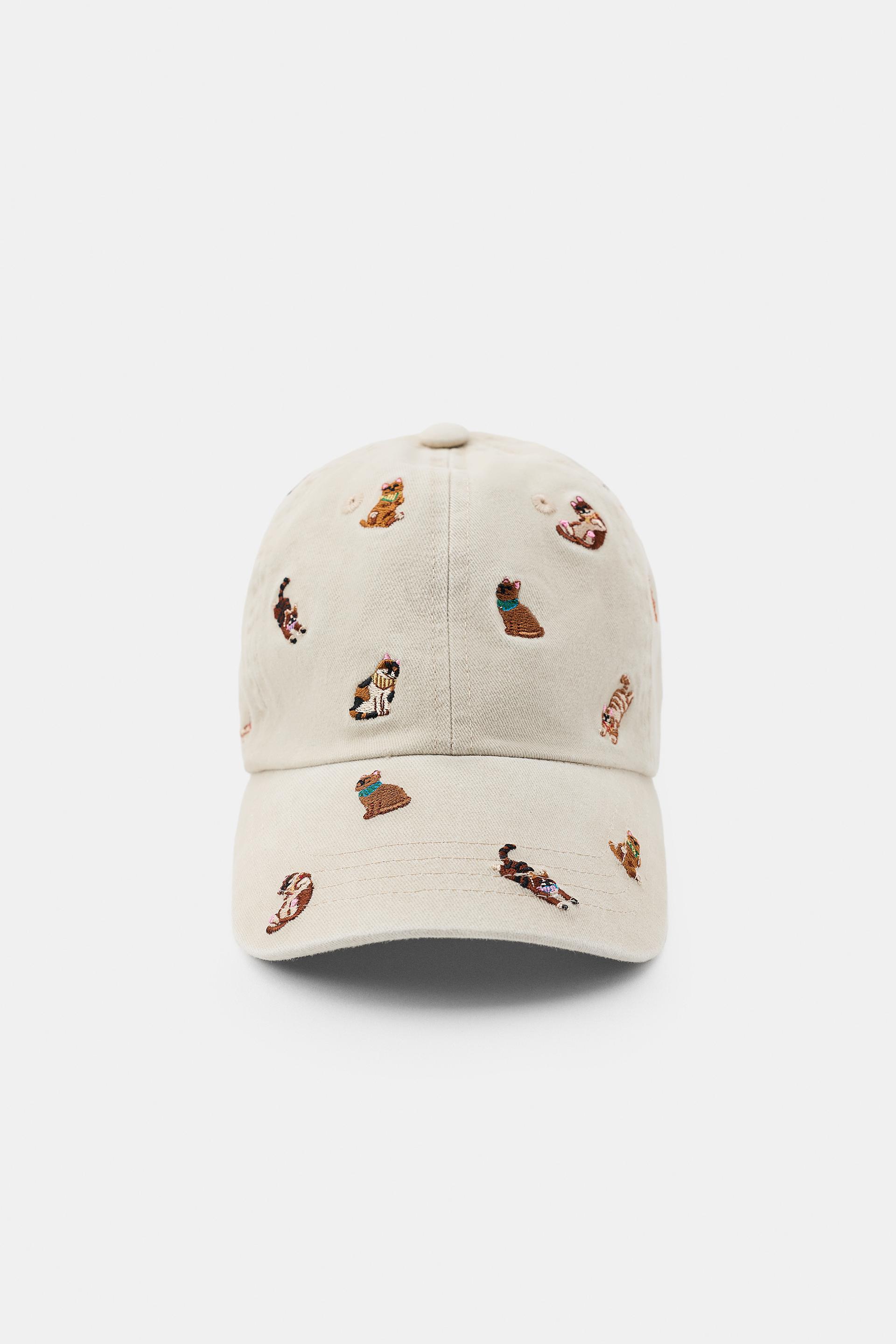 EMBROIDERED CAT TWILL CAP by ZARA