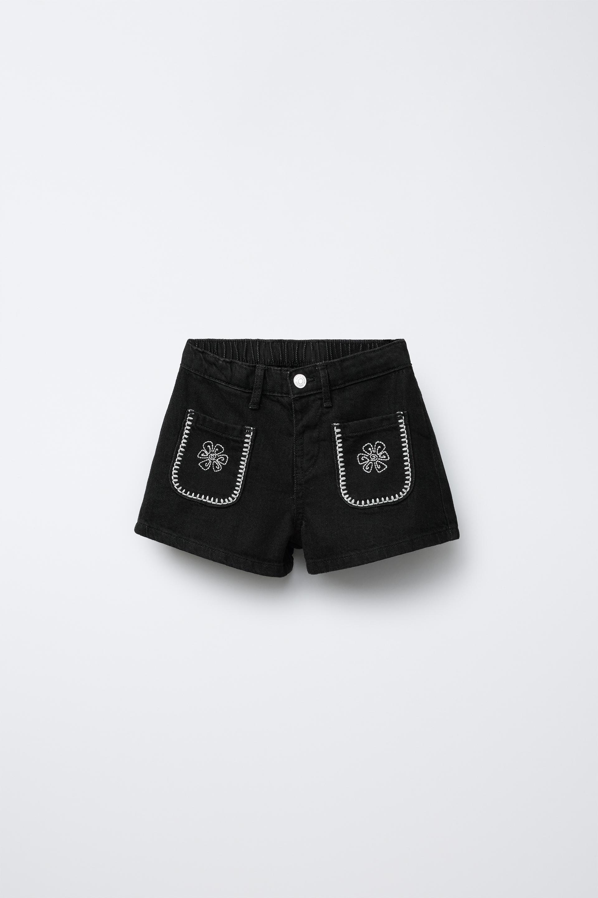 EMBROIDERED DENIM BERMUDA SHORTS by ZARA