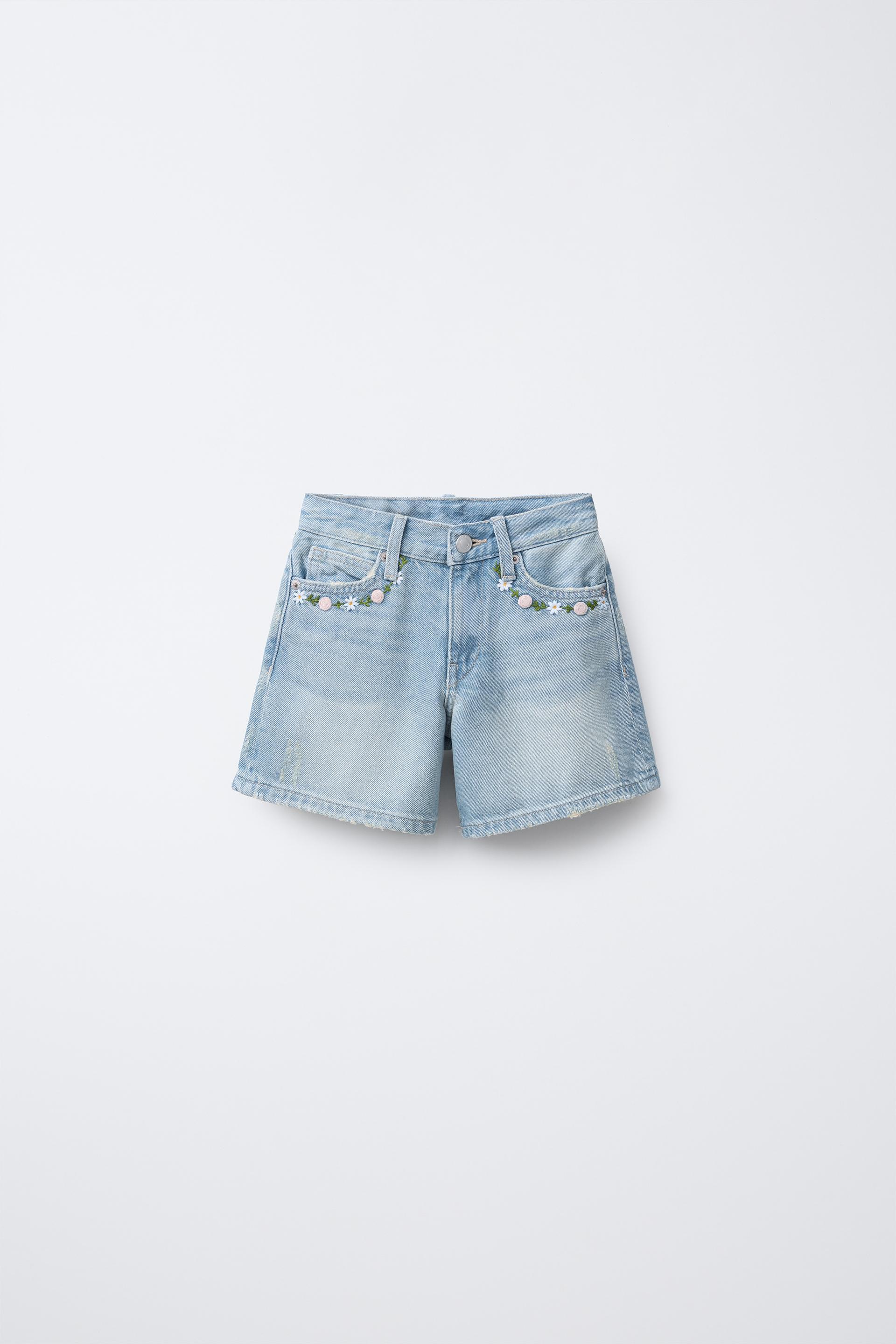 EMBROIDERED DENIM SHORTS by ZARA