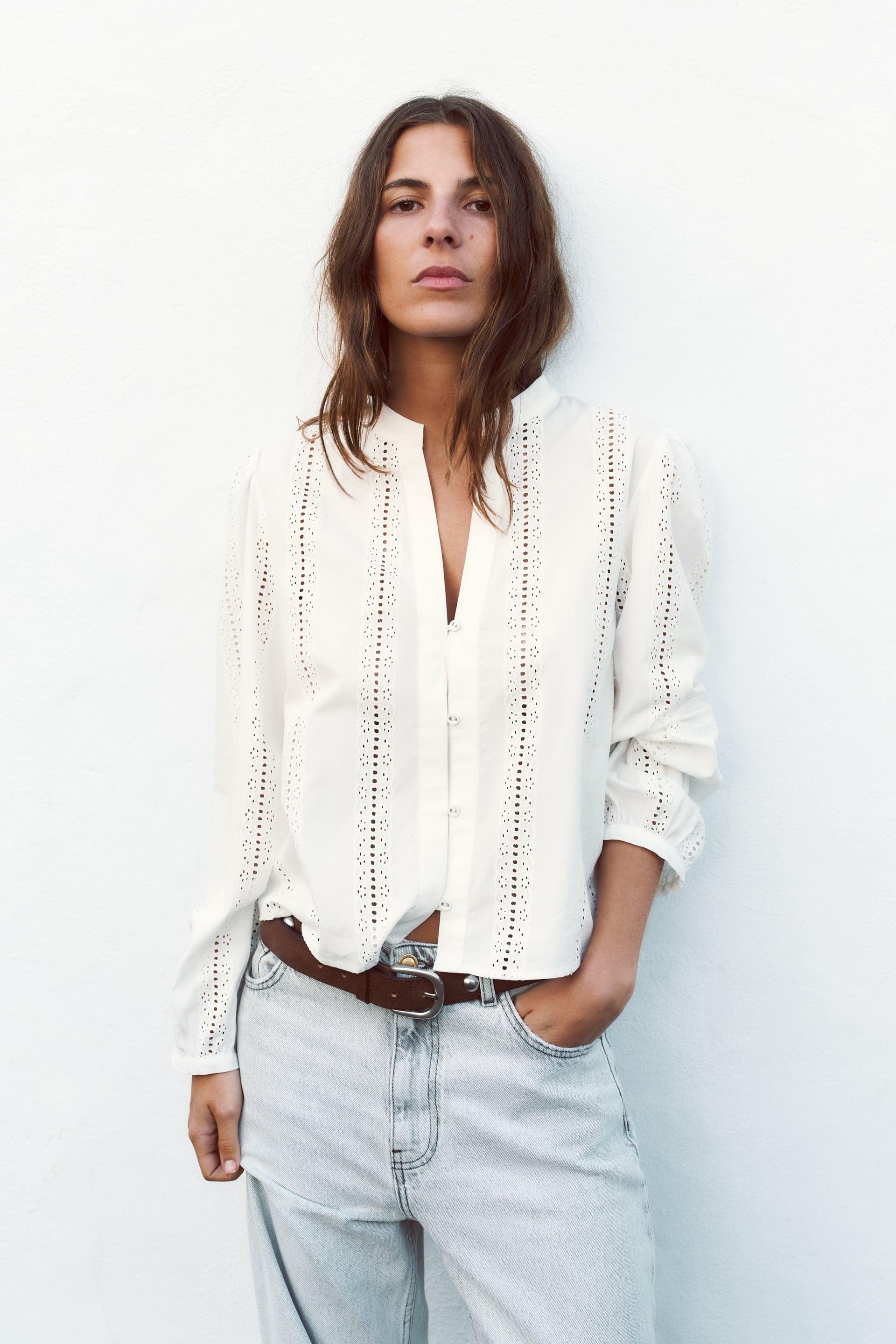EMBROIDERED EYELET BLOUSE by ZARA